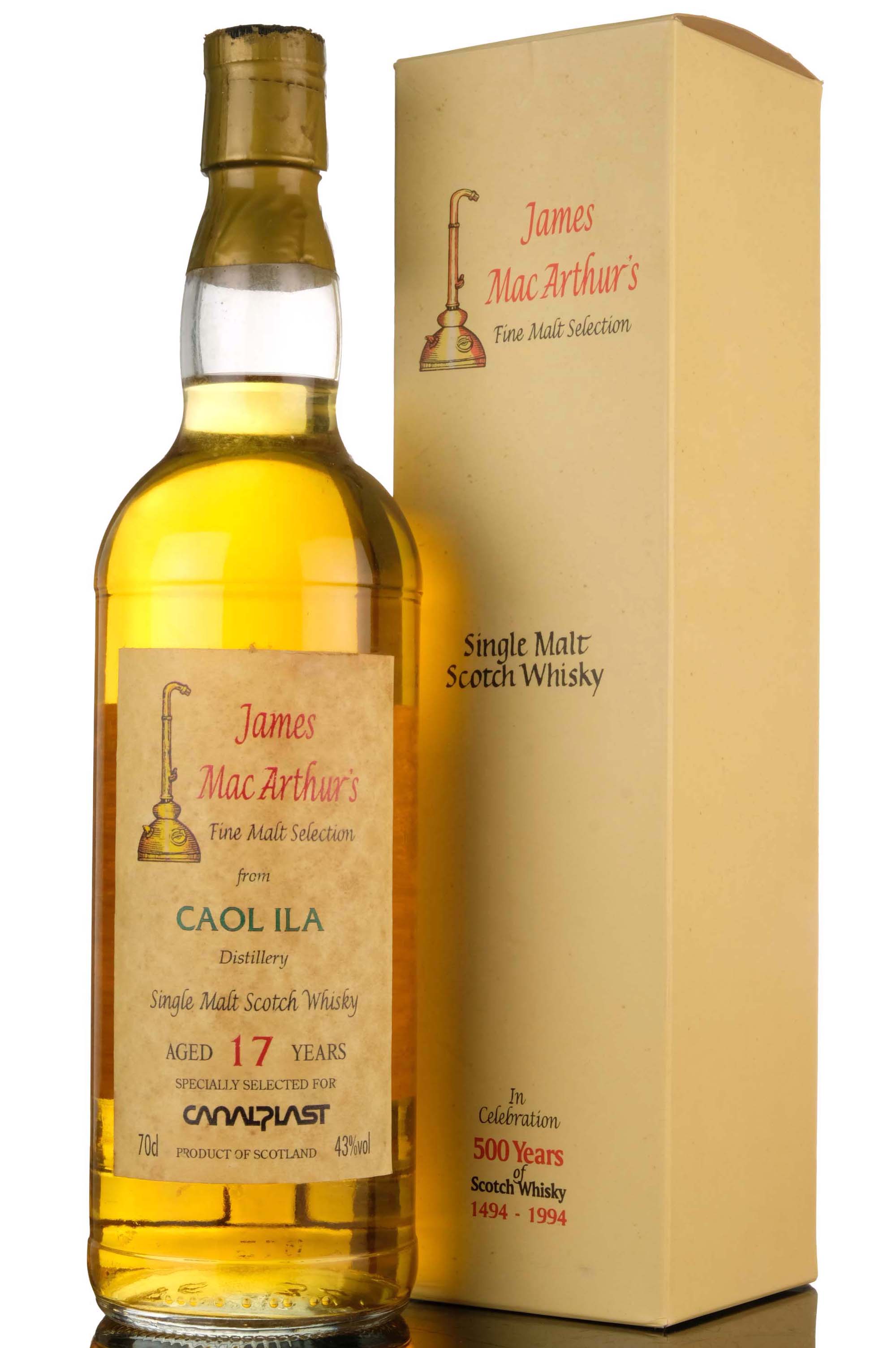 Caol Ila 17 Year Old - James MacArthur - Fine Malt Selection - Canalplast - 500 Years Of S