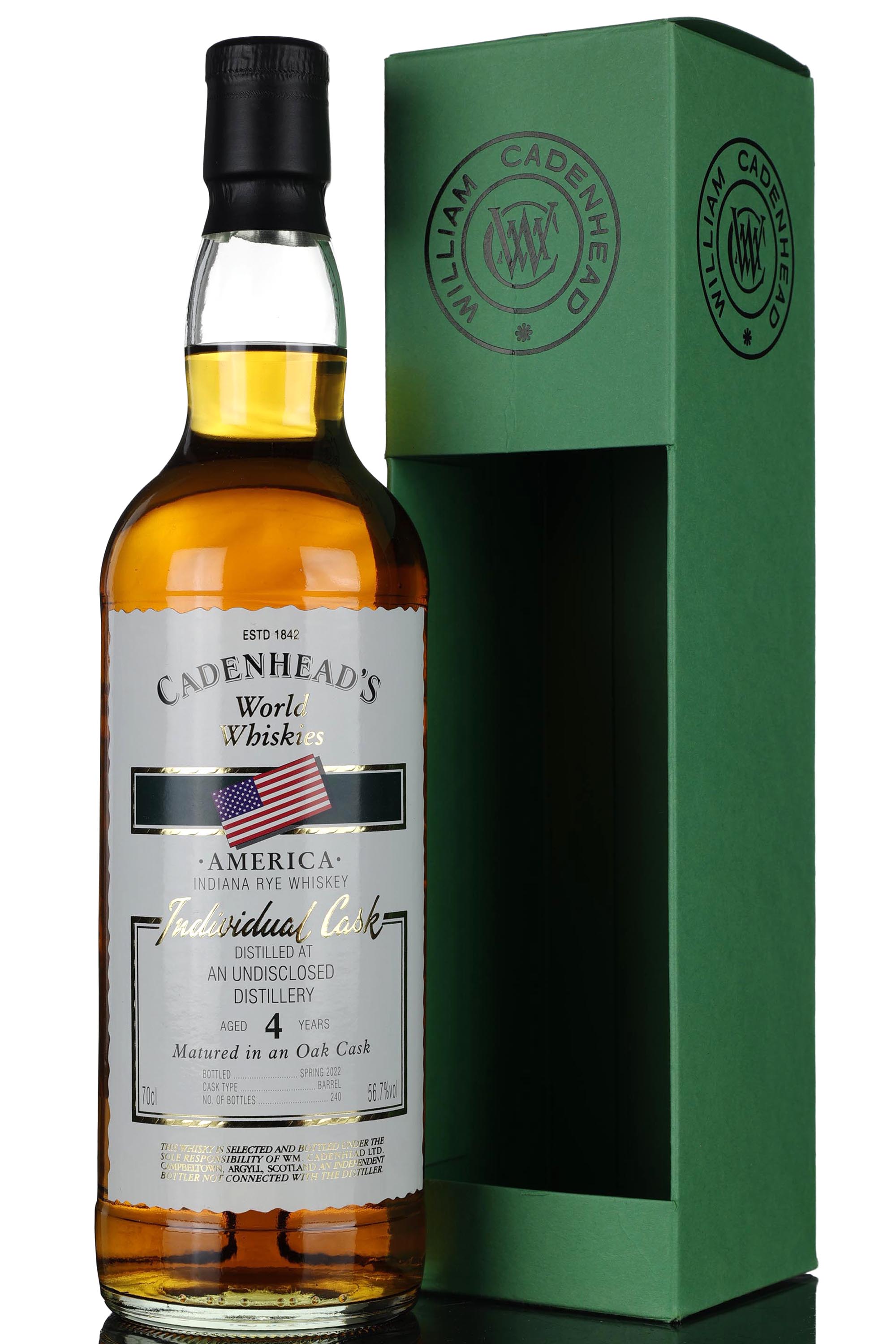 Undisclosed American Distillery 4 Year Old - Cadenheads World Whiskies - Single Cask - 202