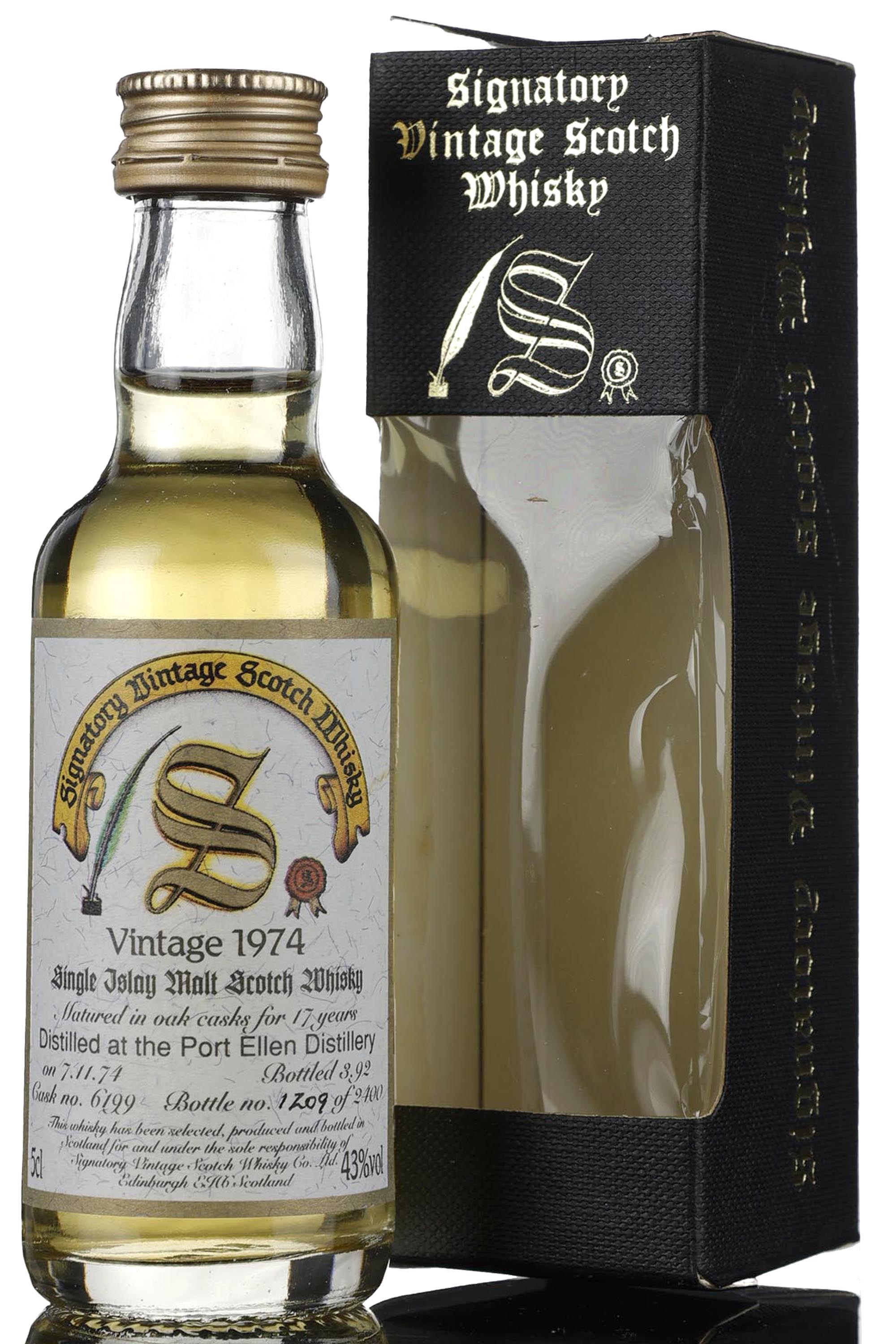 Port Ellen 1974-1992 - 17 Year Old - Signatory Vintage - Single Cask 6199 - Miniature