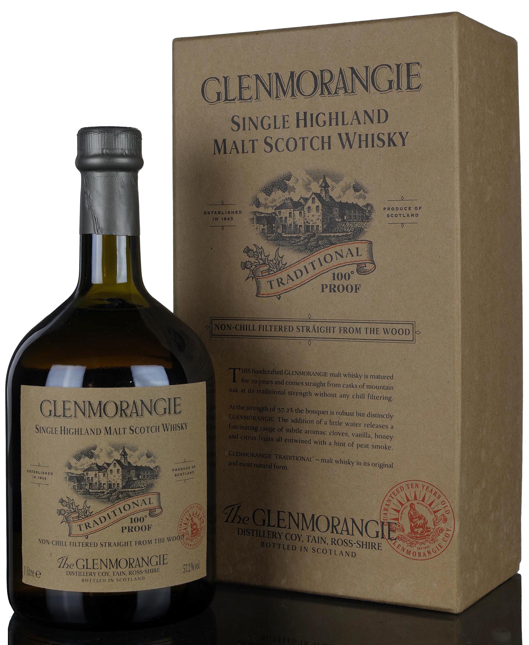 Glenmorangie 10 Year Old - Traditional - Early 2000s - 100 Proof - 1 Litre