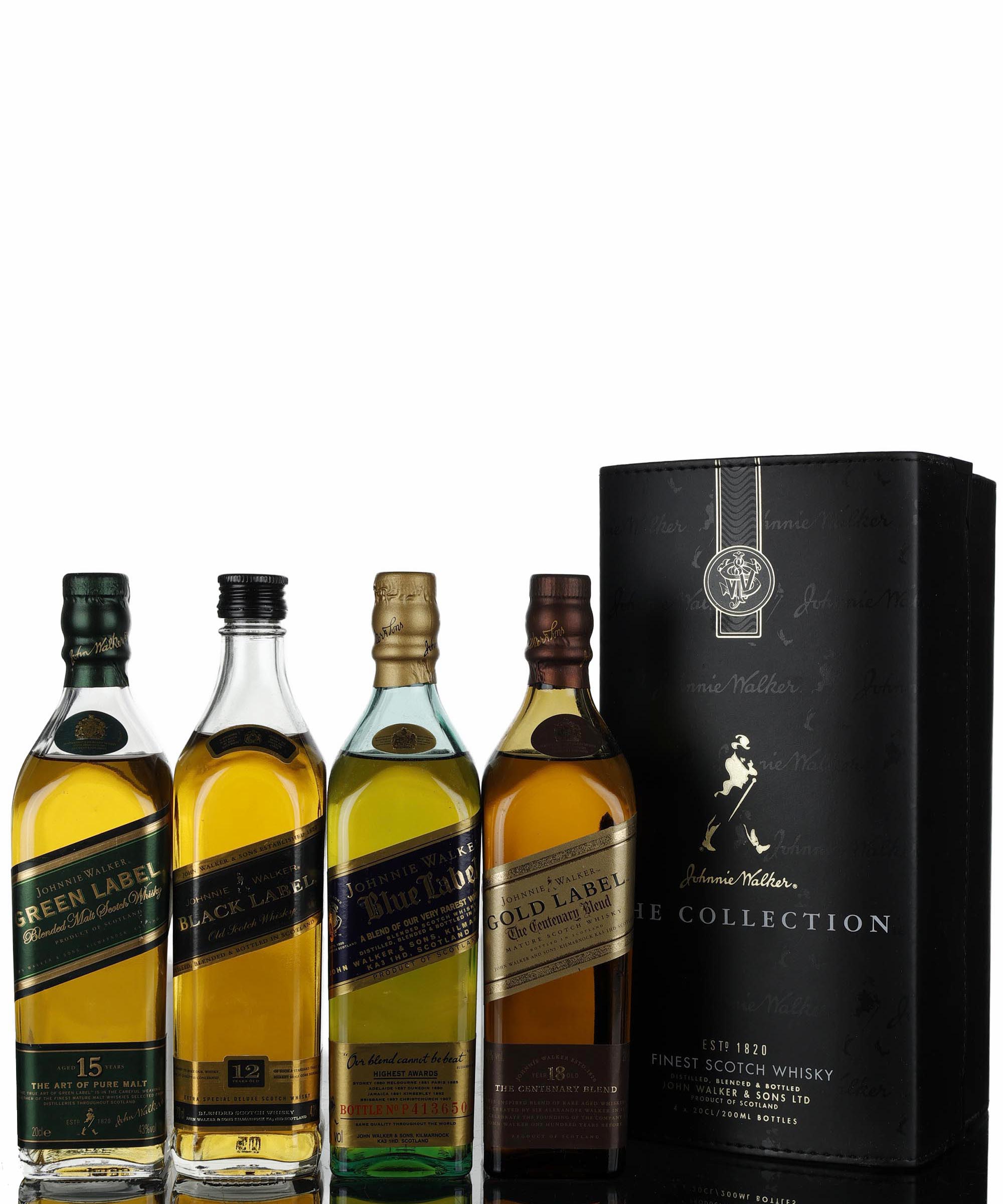 Johnnie Walker Quarter Bottle Box Set - Green Label - Black Label - Gold Label - Blue Labe