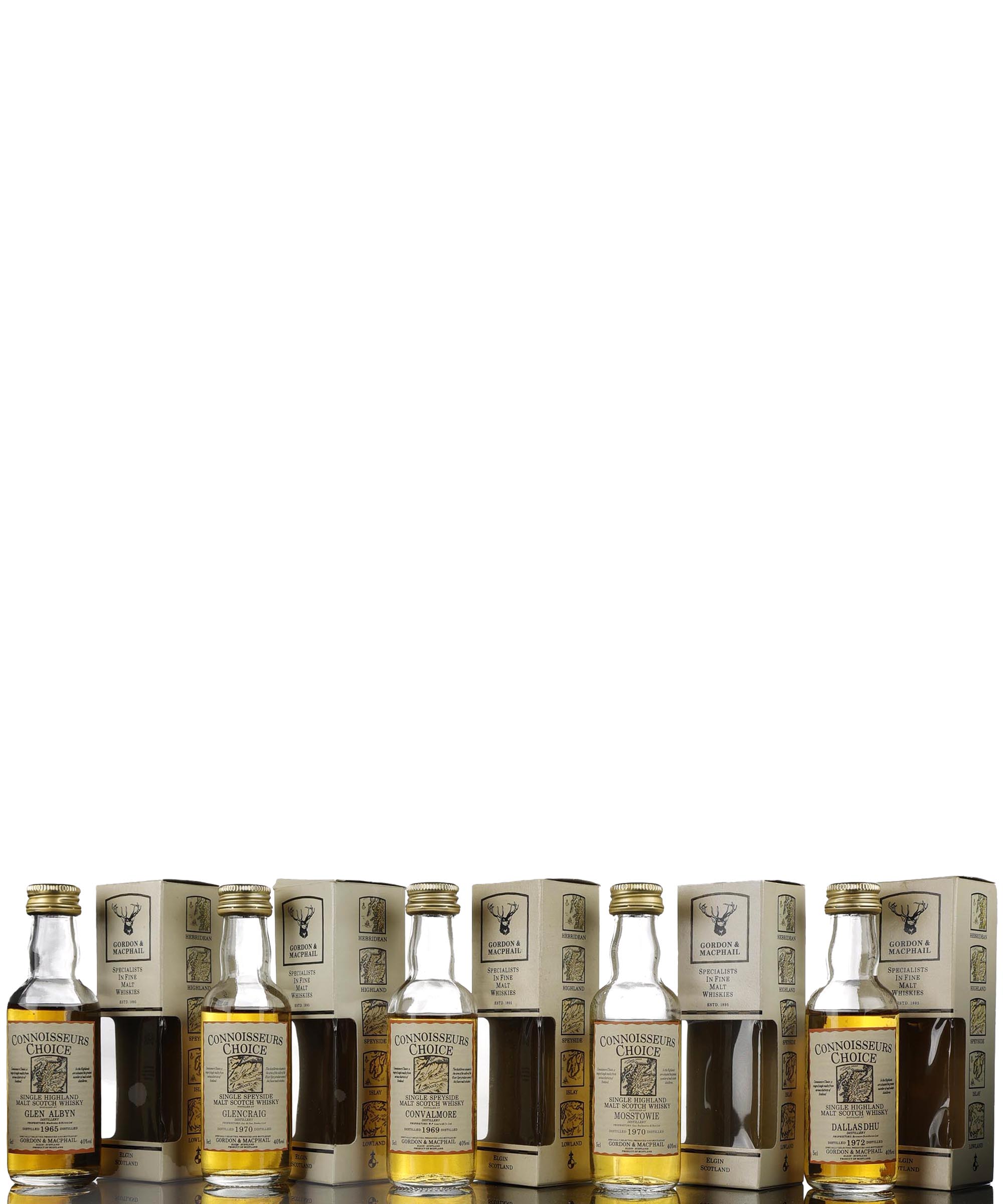 5 x Gordon & MacPhail Connoisseurs Choice Miniatures