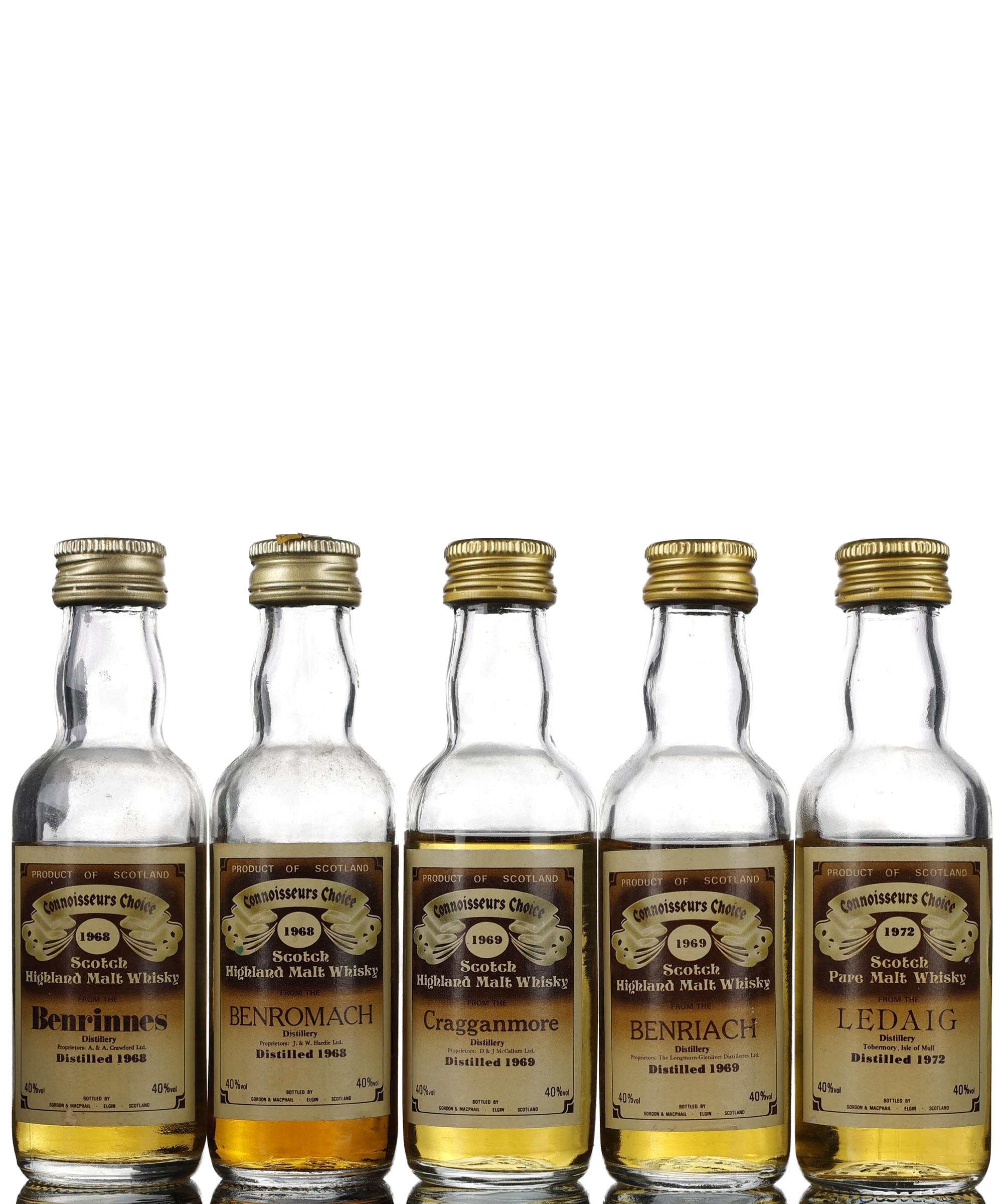 5 x Gordon & MacPhail Connoisseurs Choice Miniatures