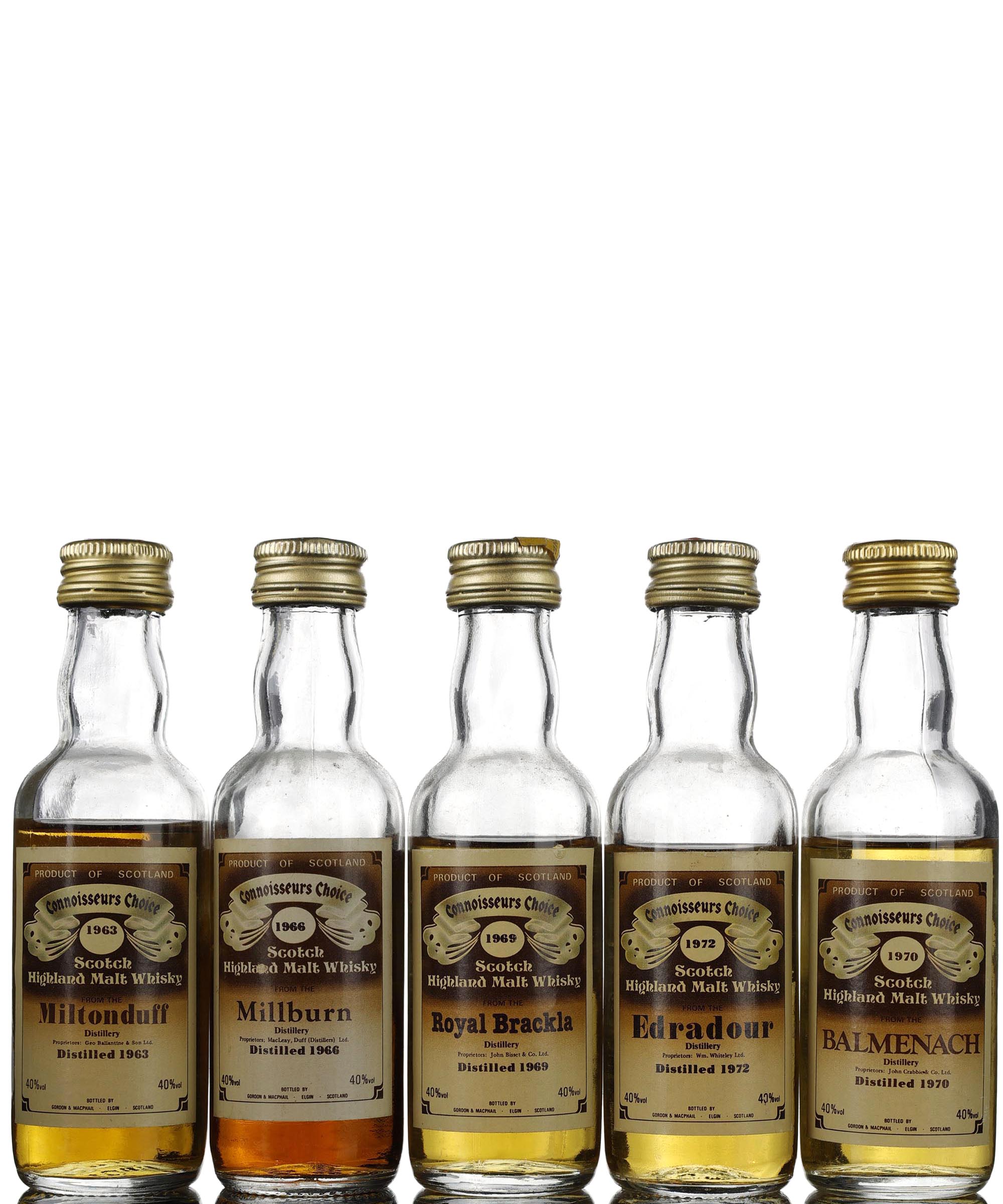 5 x Gordon & MacPhail Connoisseurs Choice Miniatures