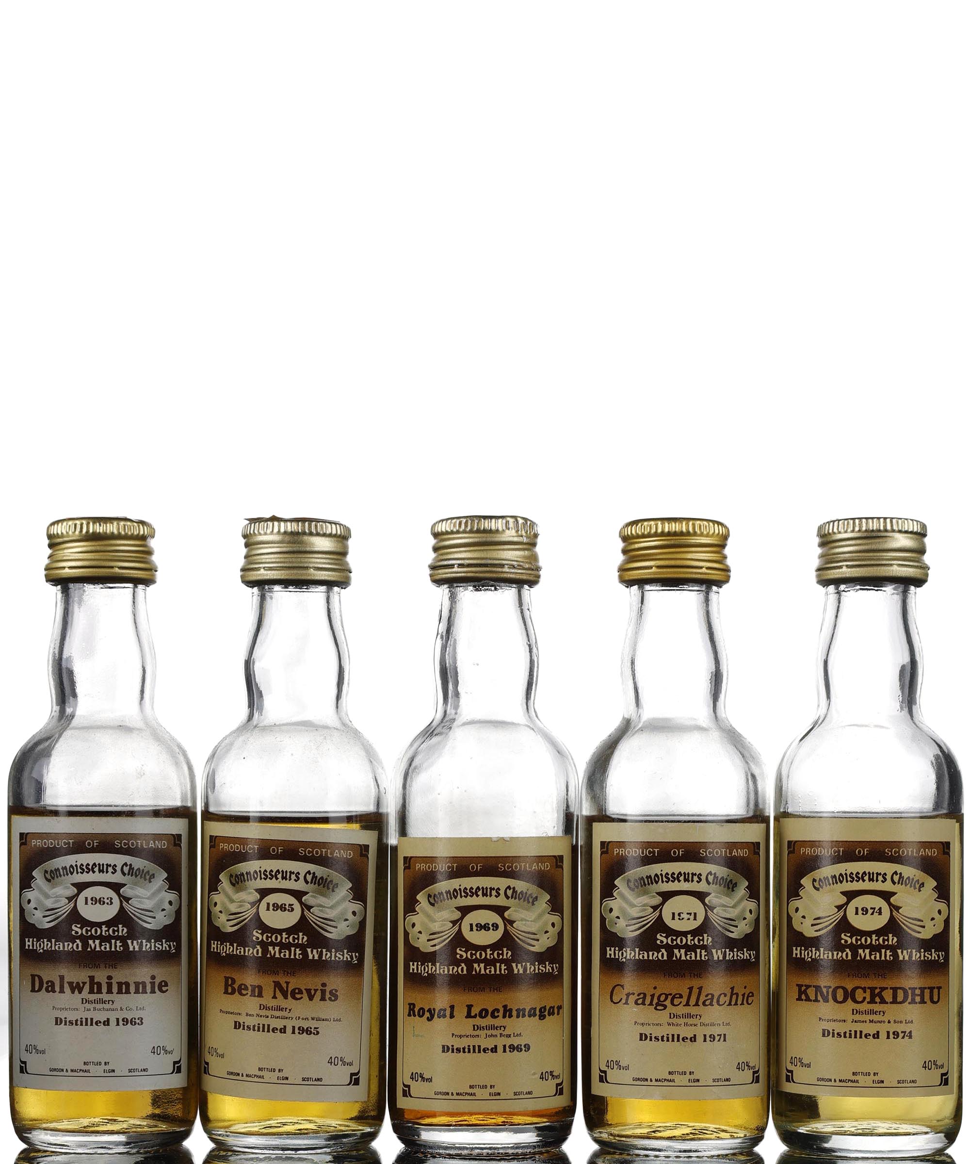 5 x Gordon & MacPhail Connoisseurs Choice Miniatures