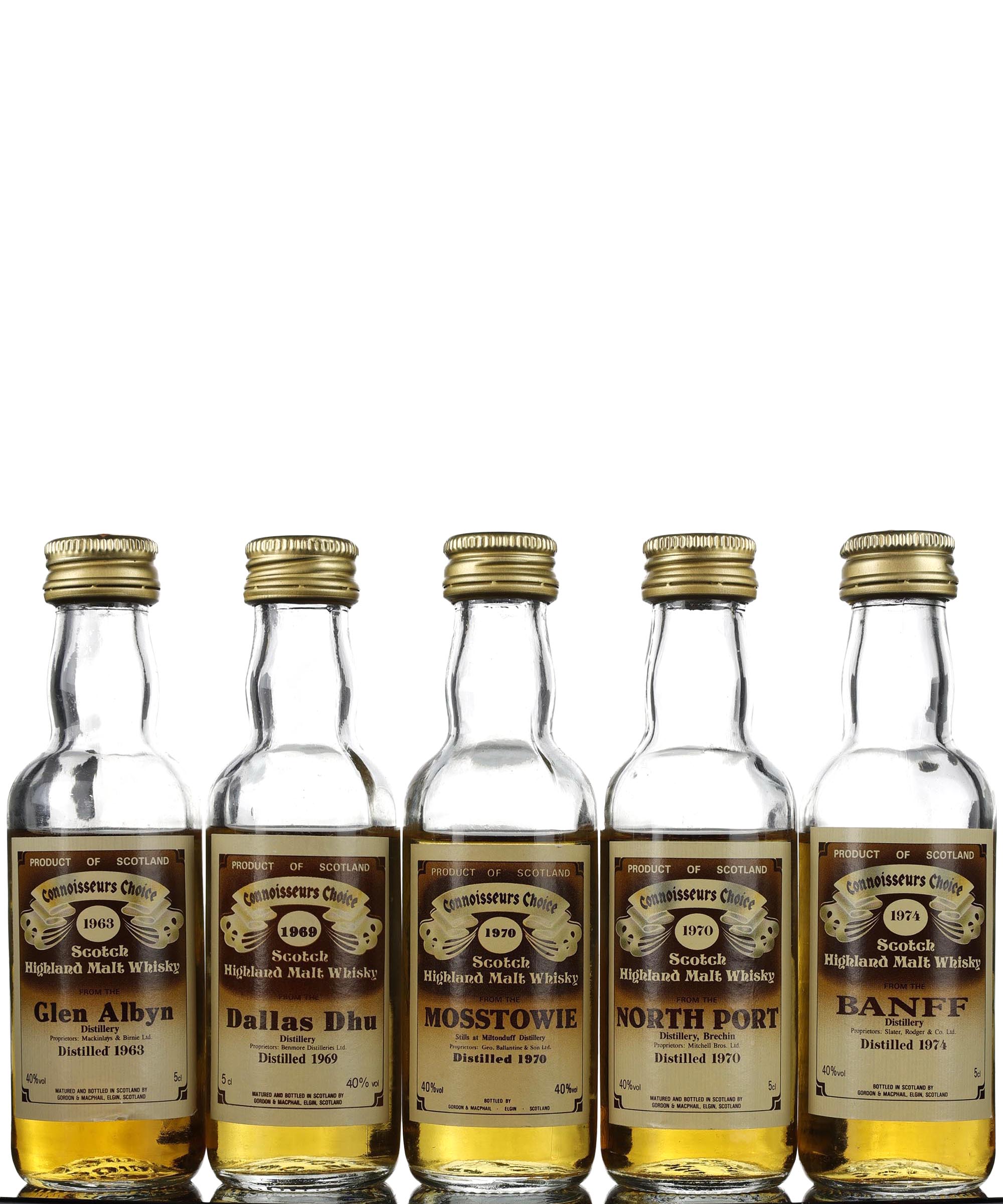 5 x Gordon & MacPhail Connoisseurs Choice Miniatures