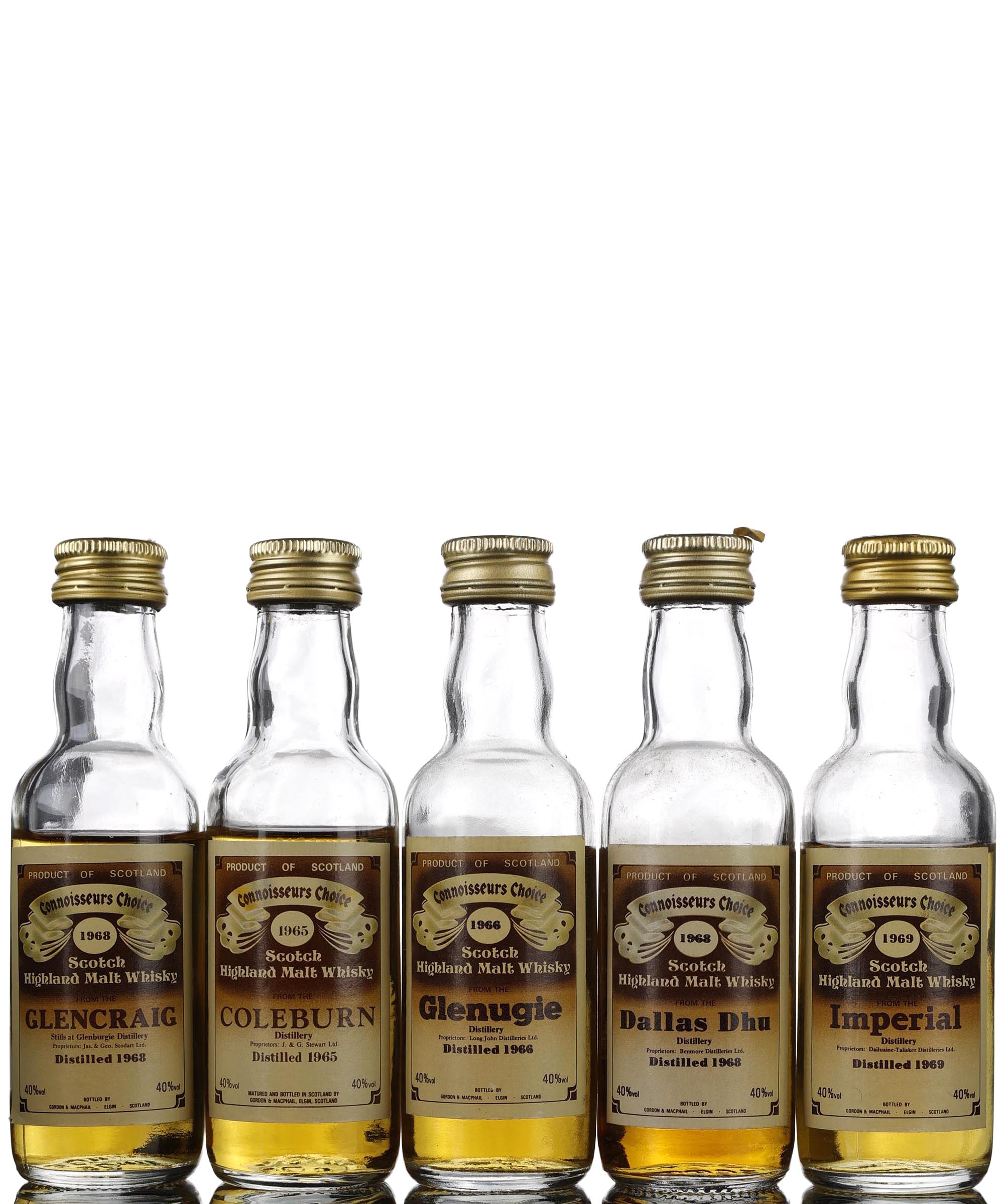 5 x Gordon & MacPhail Connoisseurs Choice Miniatures