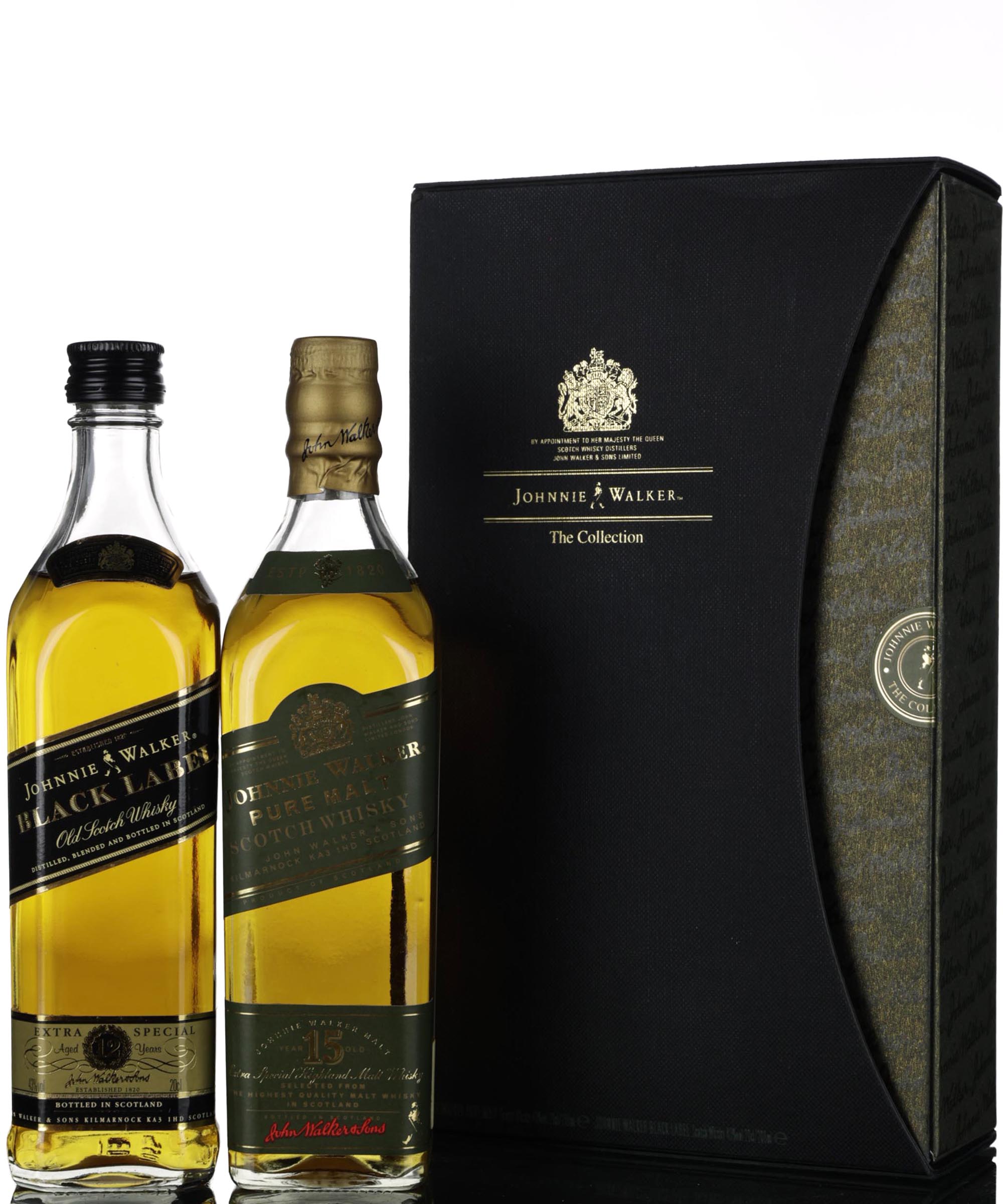 Johnnie Walker Quarter Bottle Box Set - Black Label - Green Label