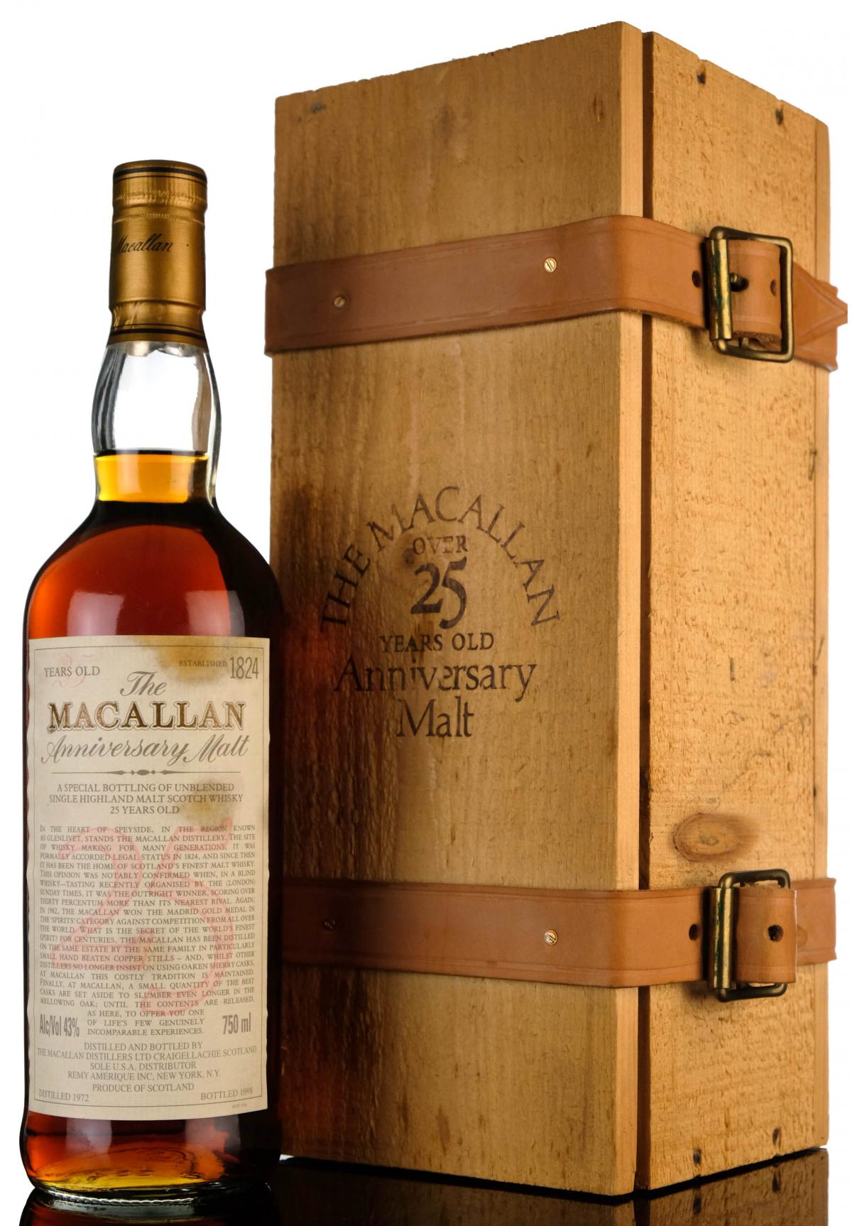 Macallan 1972-1998 - 25 Year Old Anniversary Malt - USA