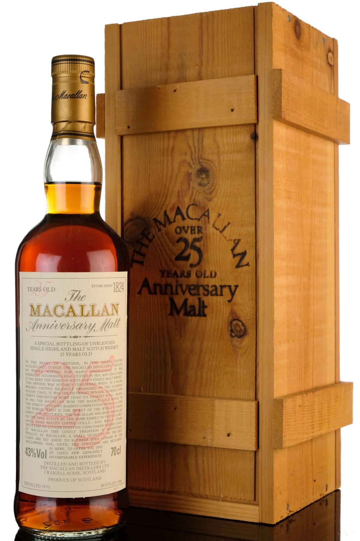 Macallan 1970-1996 - 25 Year Old - Anniversary Malt