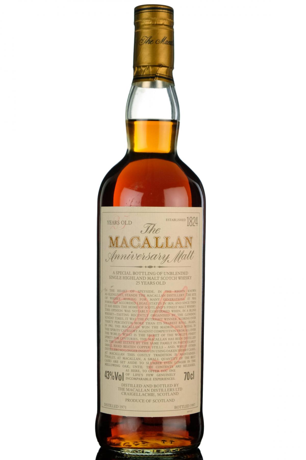 Macallan 1971-1997 - 25 Year Old - Anniversary Malt