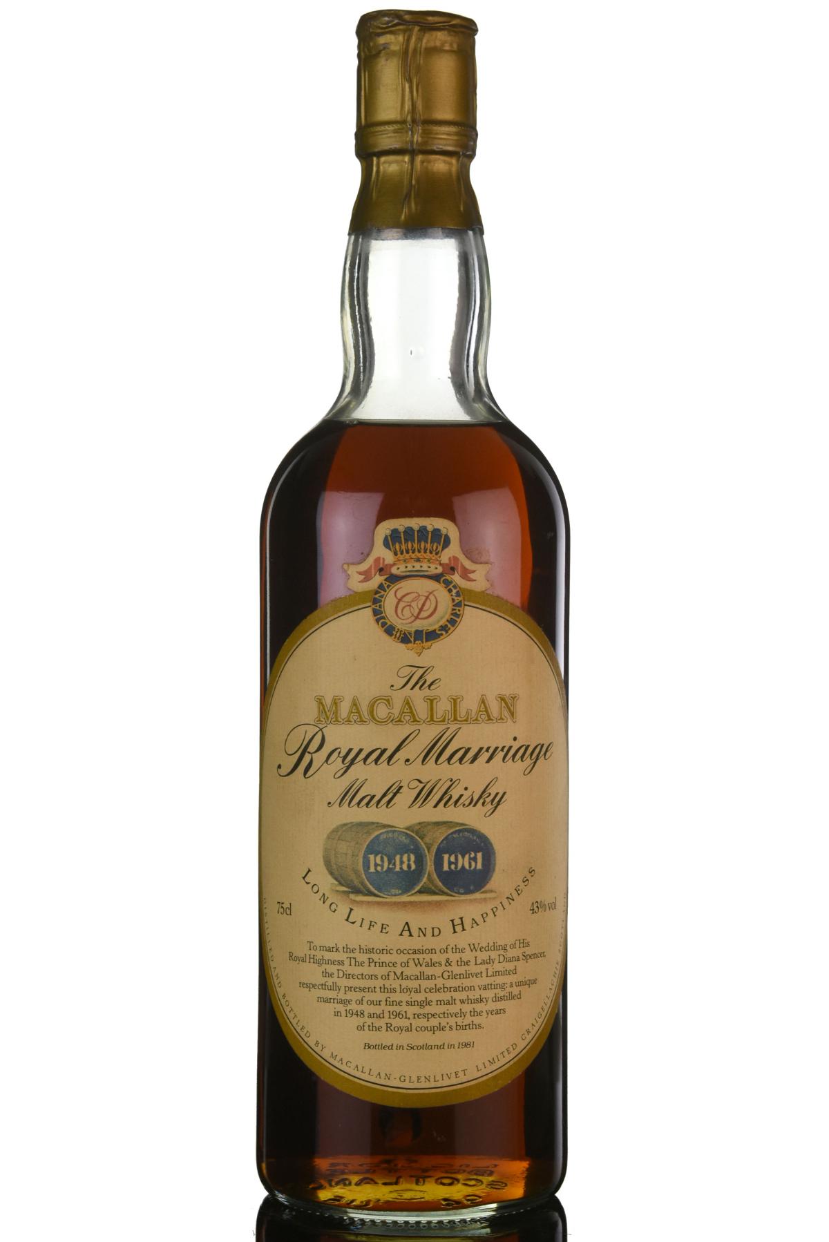 Macallan 1948-1961 Royal Marriage - Bottled 1981