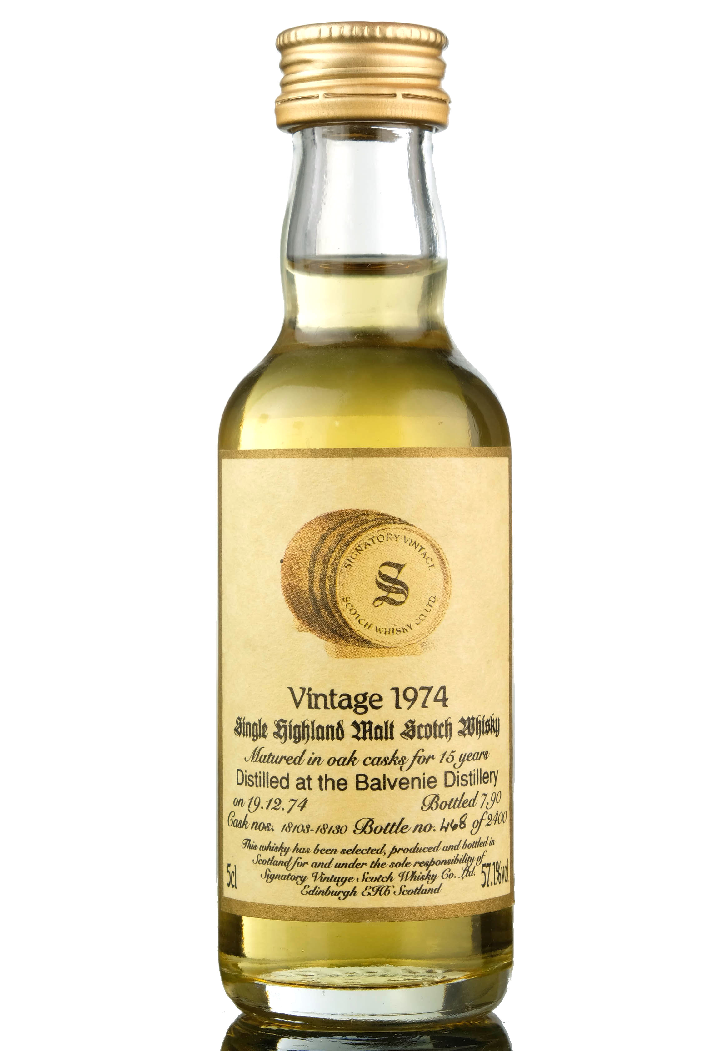 Balvenie 1974-1990 - 15 Year Old - Signatory Vintage - Casks 18103-18130 - 57.1% - Miniatu