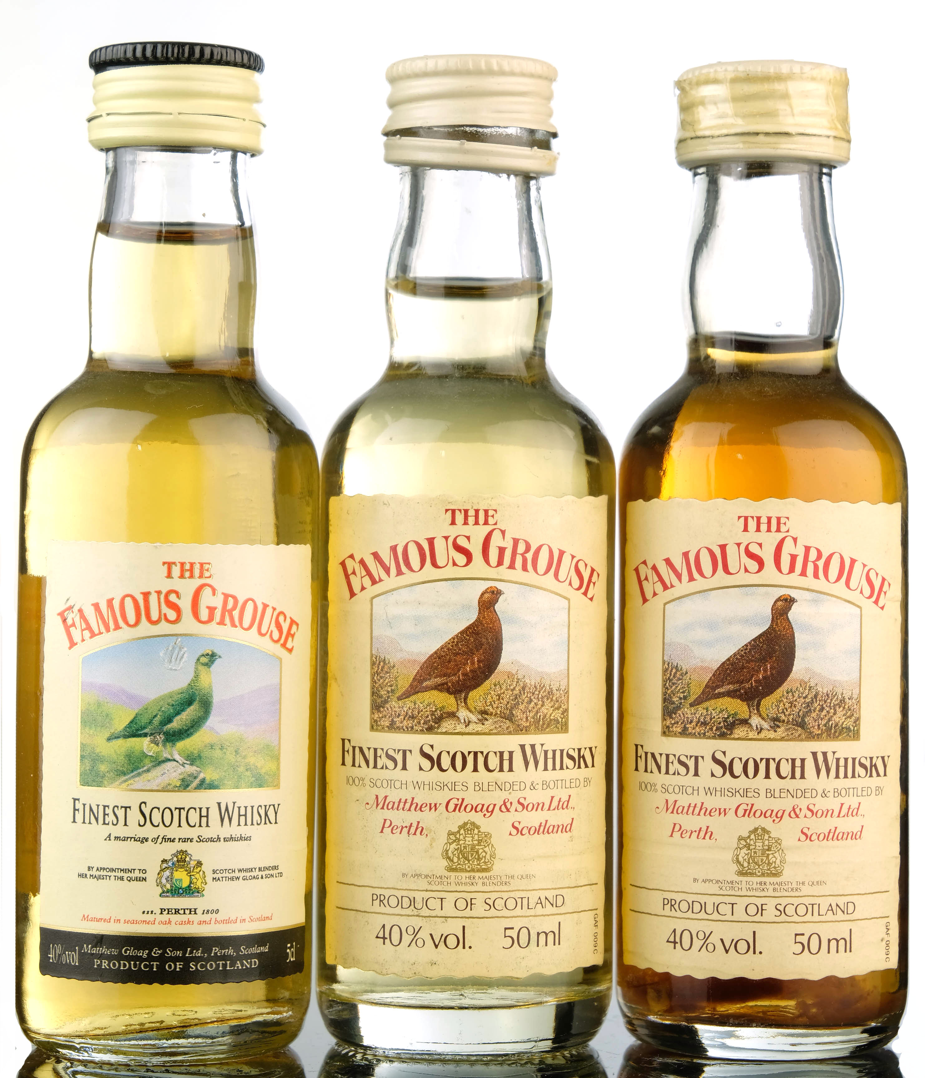 3 x Famous Grouse Miniatures