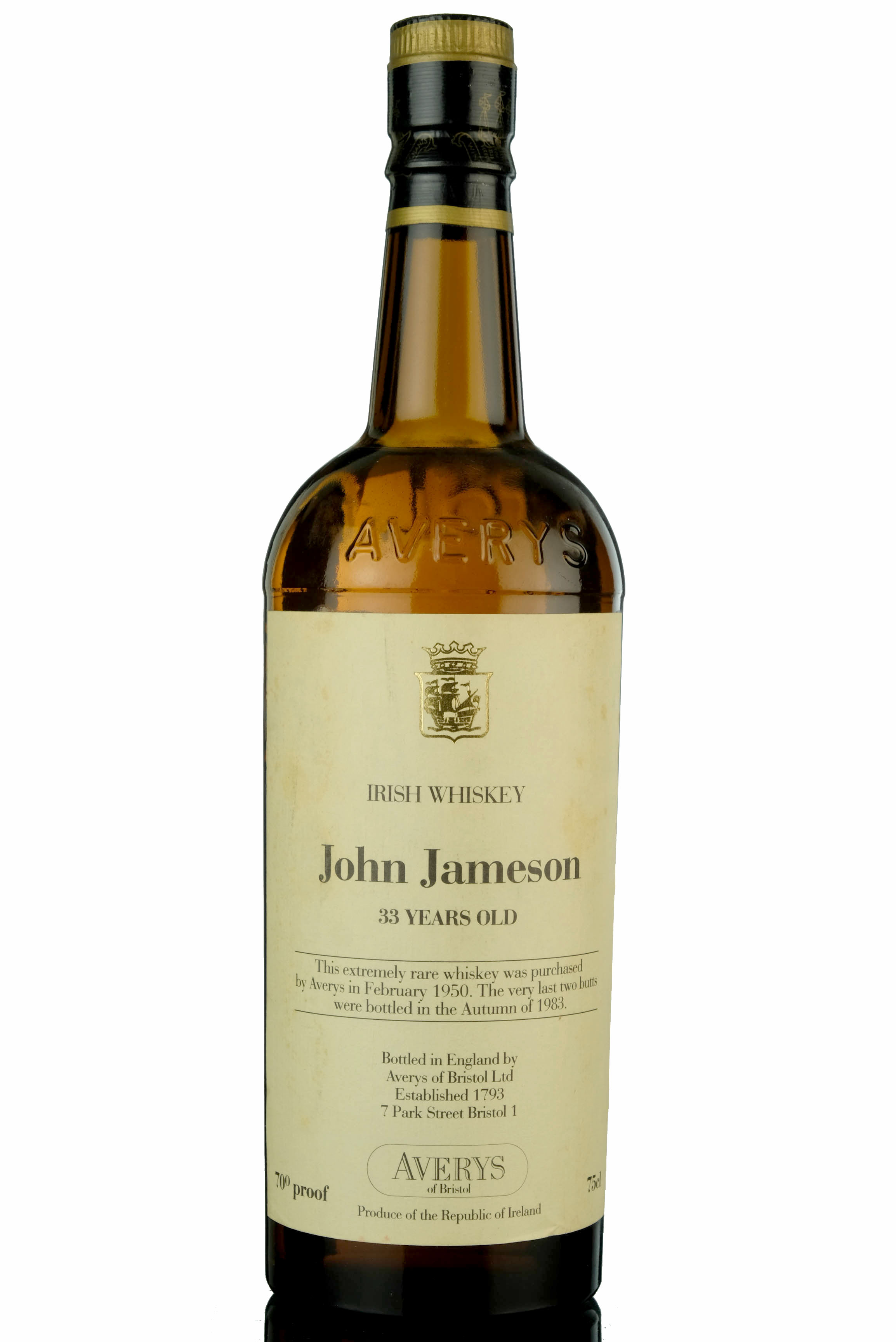 John Jameson 1950-1983 - 33 Year Old - Averys Of Bristol - Irish Whiskey
