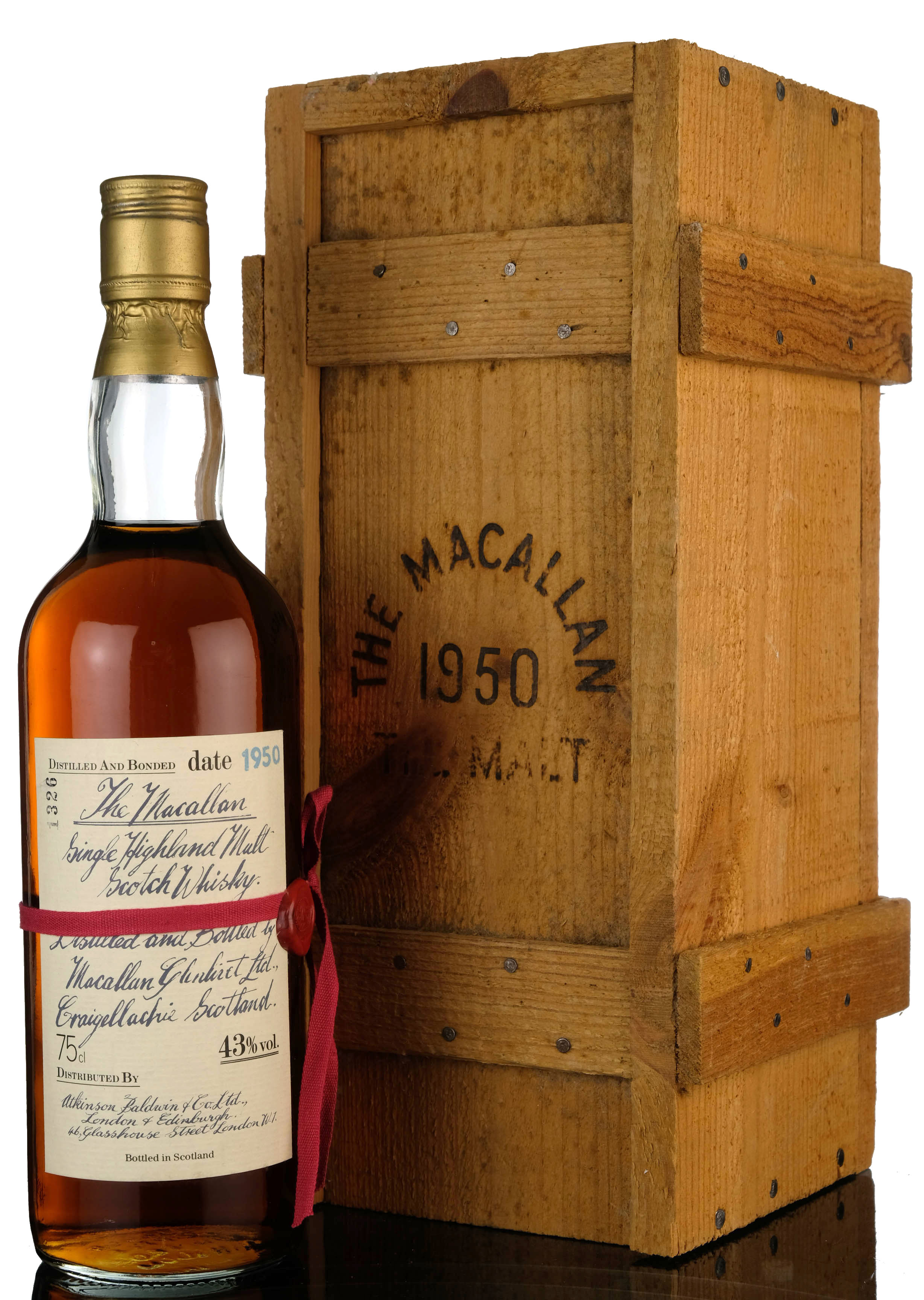 Macallan 1950 - Atkinson Baldwin & Co - Handwritten Label