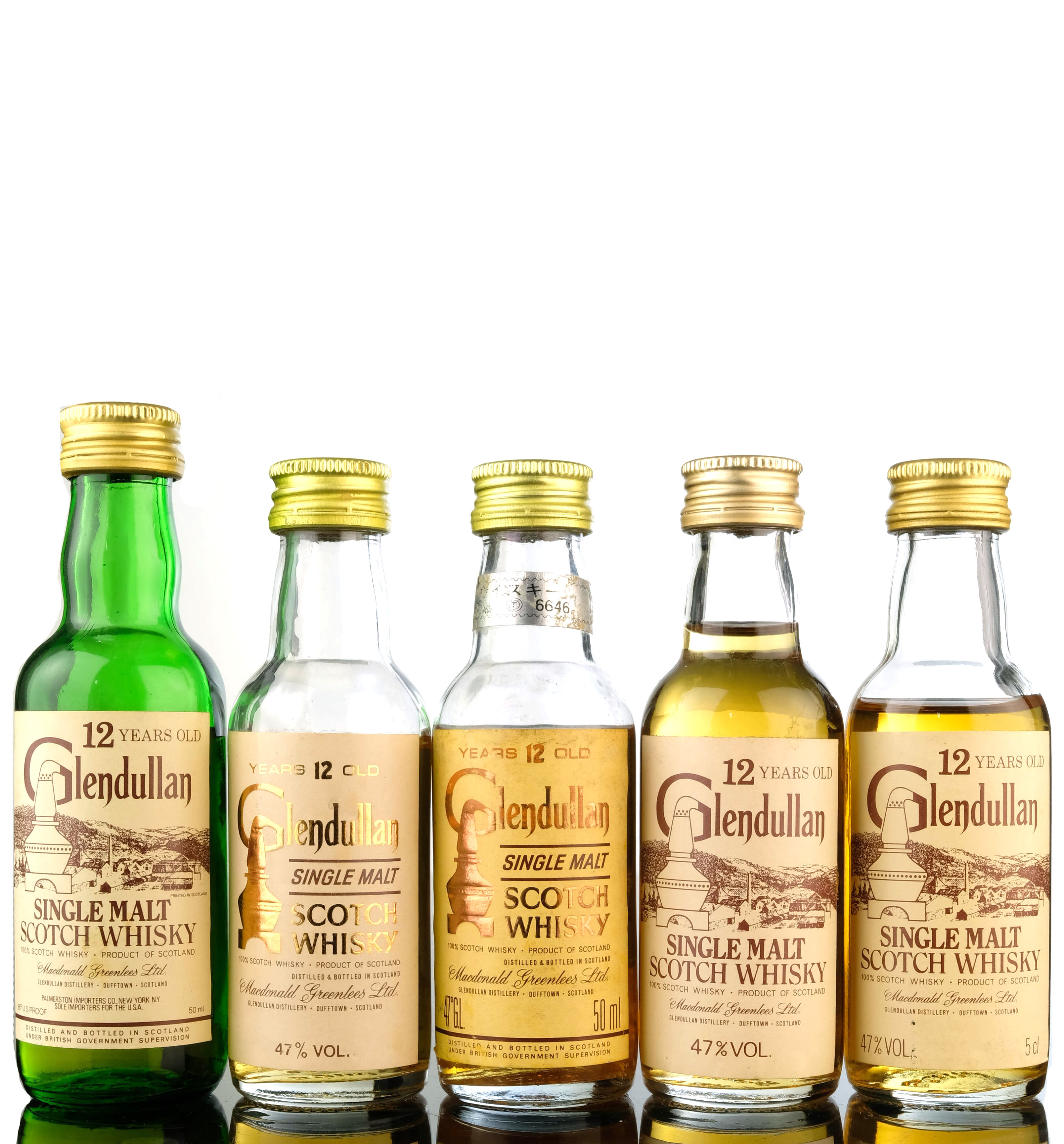 5 x Glendullan 12 Year Old Miniatures