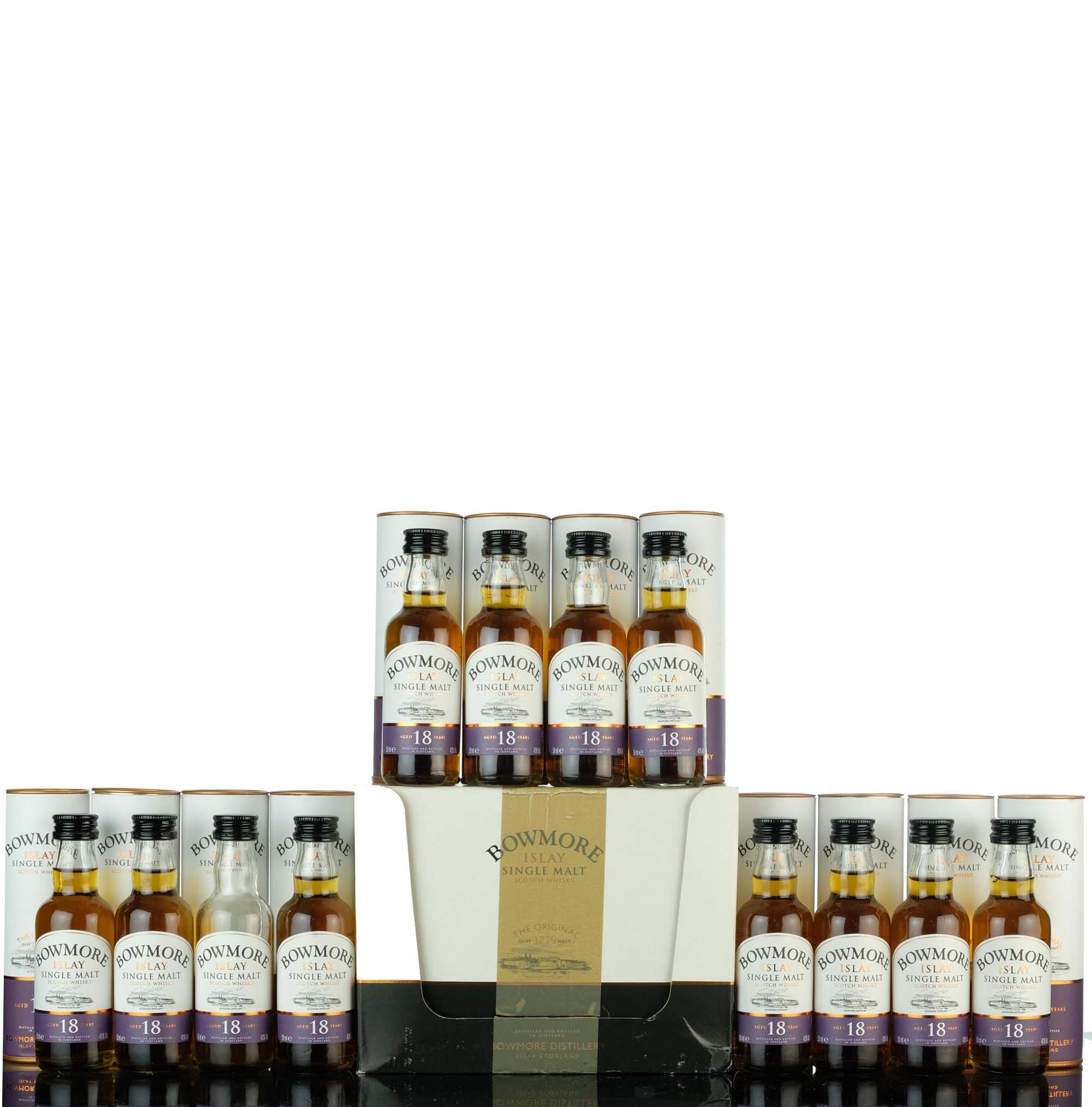 12 x Bowmore 18 Year Old Miniatures