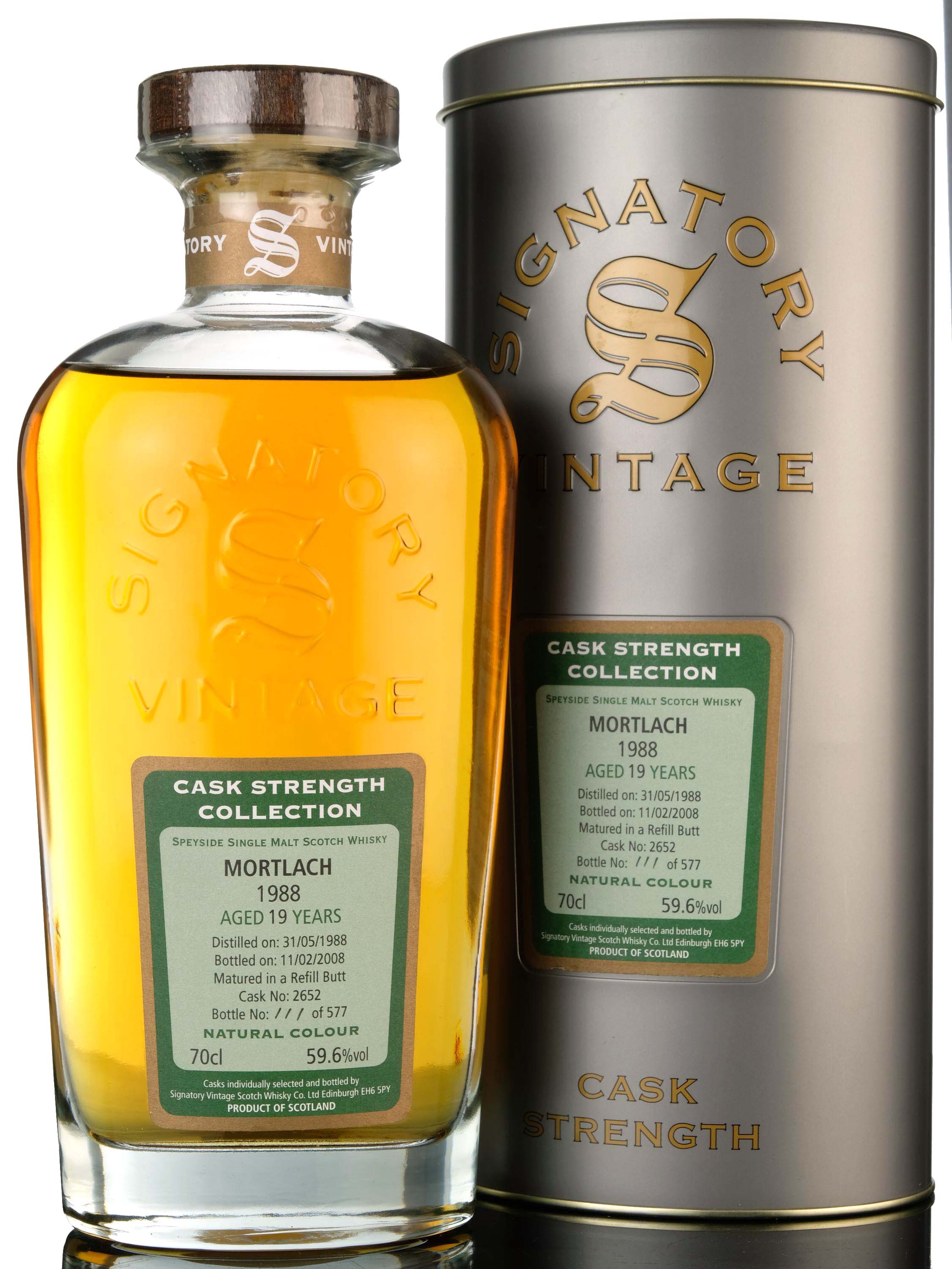 Mortlach 1988 - 2008. 19 Year Old. Signatory Vintage - Cask number 2652.