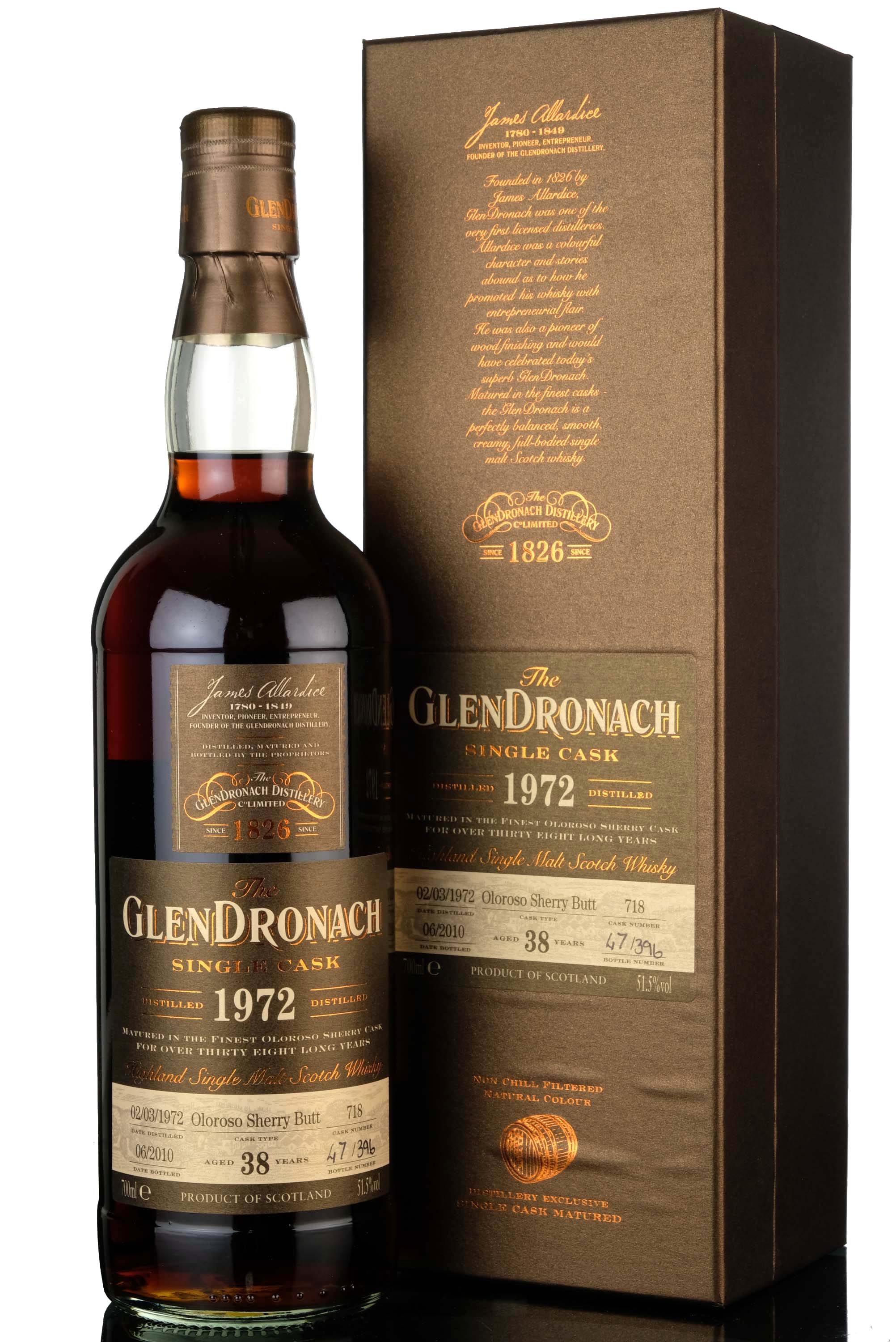 Glendronach 1972-2010 - 38 Year Old - Single Cask 718 - Batch 2