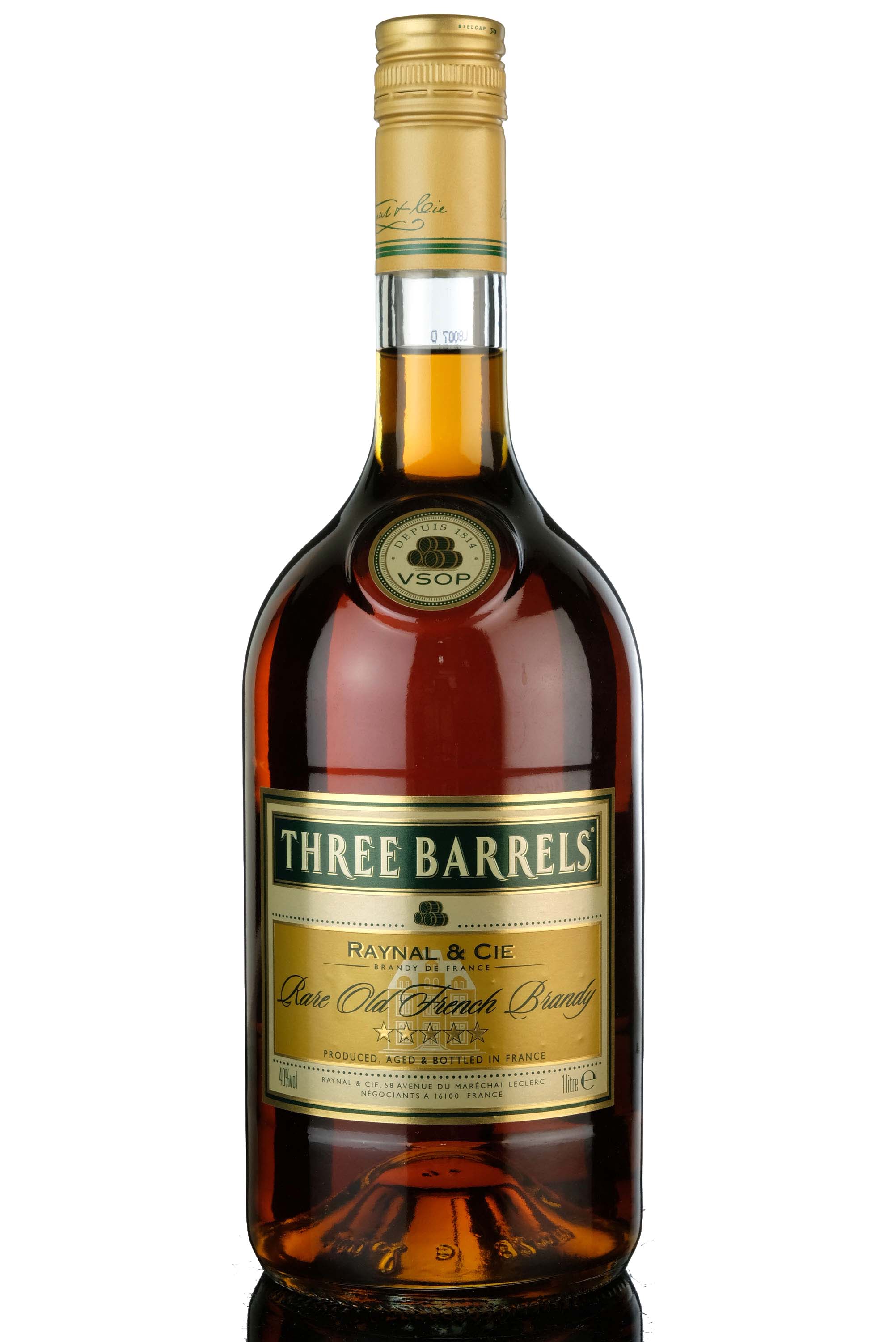 Three Barrels V.S.O.P Brandy - 1 Litre