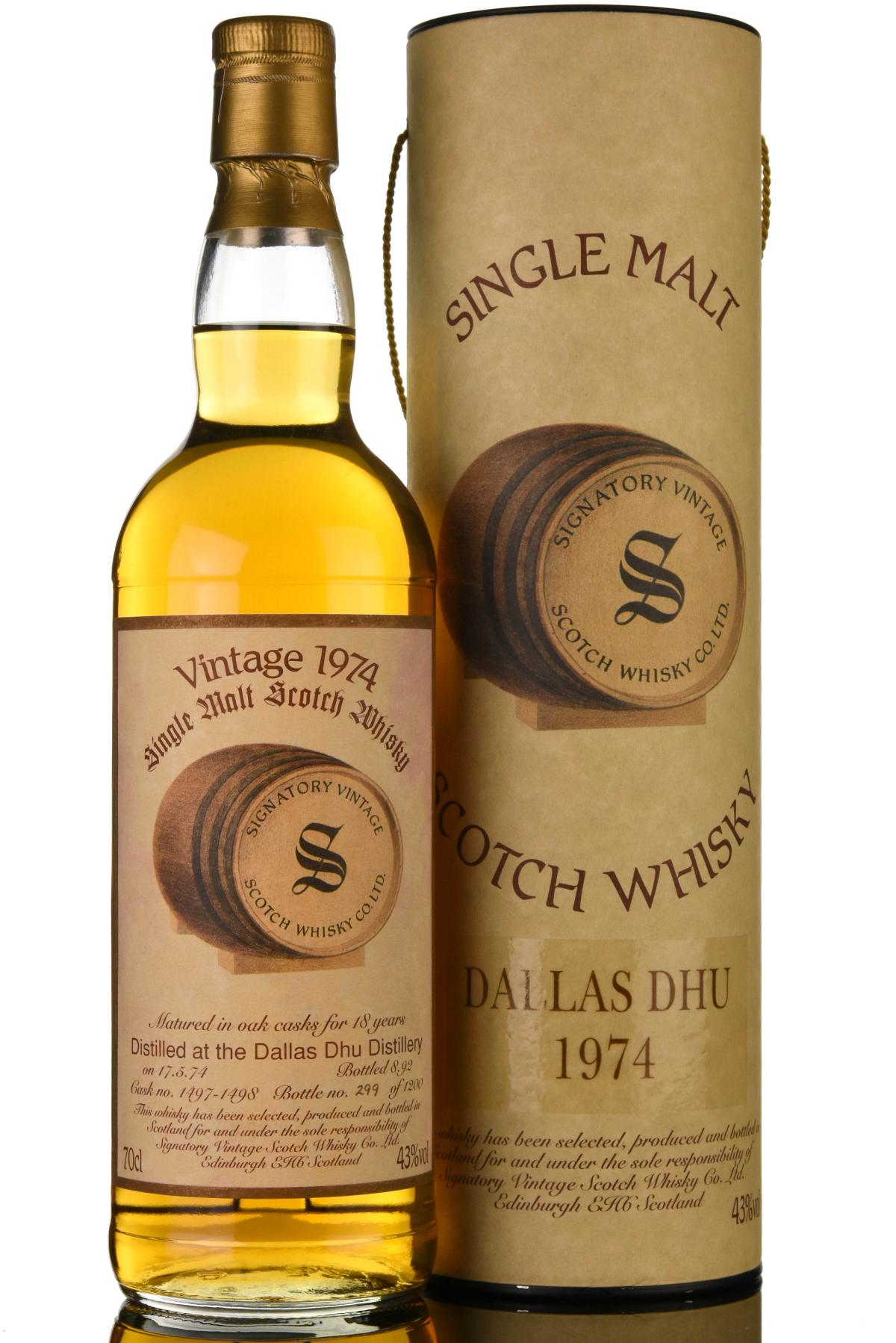 Dallas Dhu 1974-1992 - 18 Year Old - Signatory Vintage