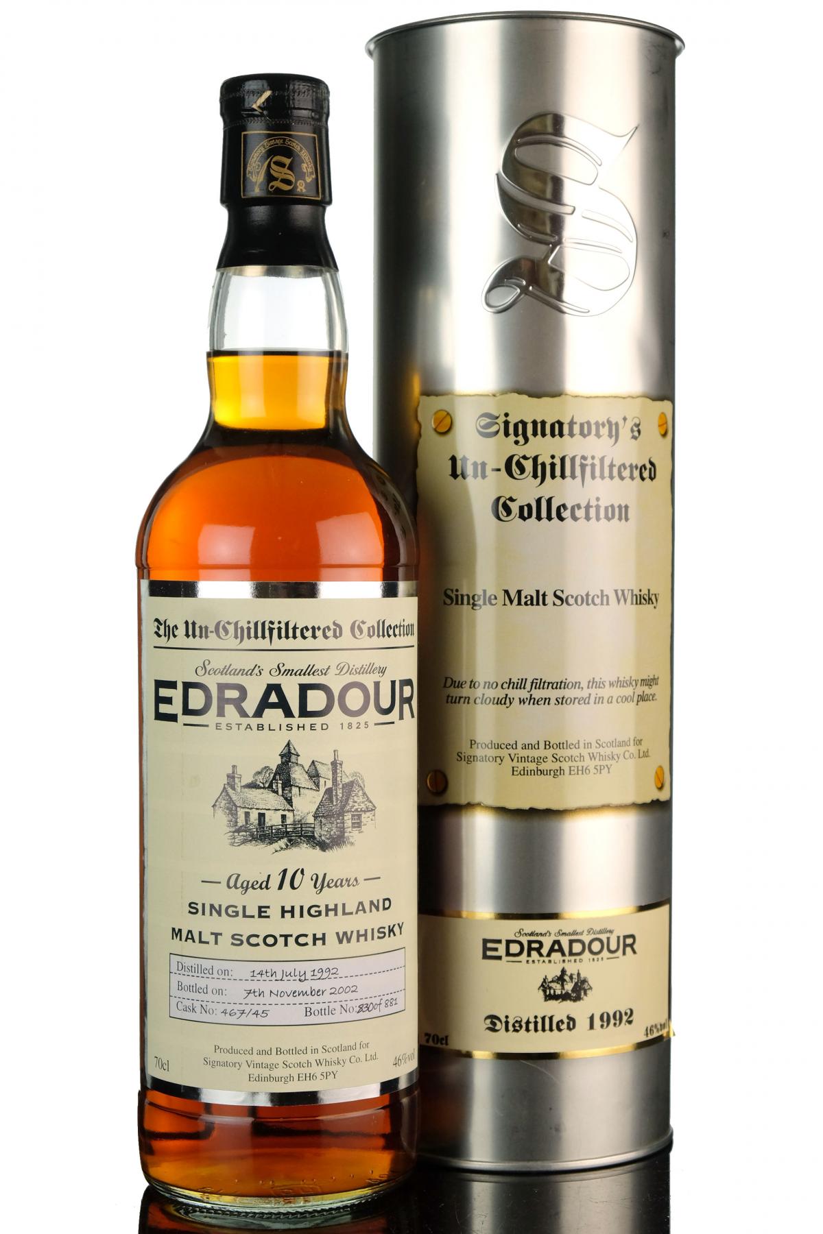 Edradour 1992-2002 - 10 Year Old - Signatory Vintage