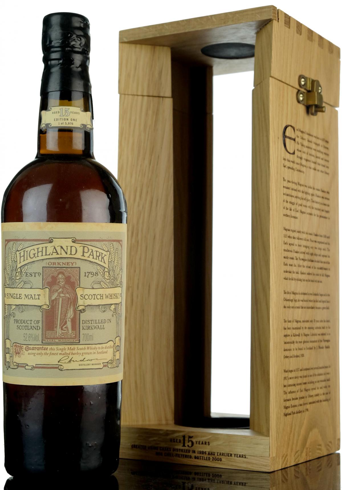 Highland Park 15 Year Old - Earl Magnus - First Edition