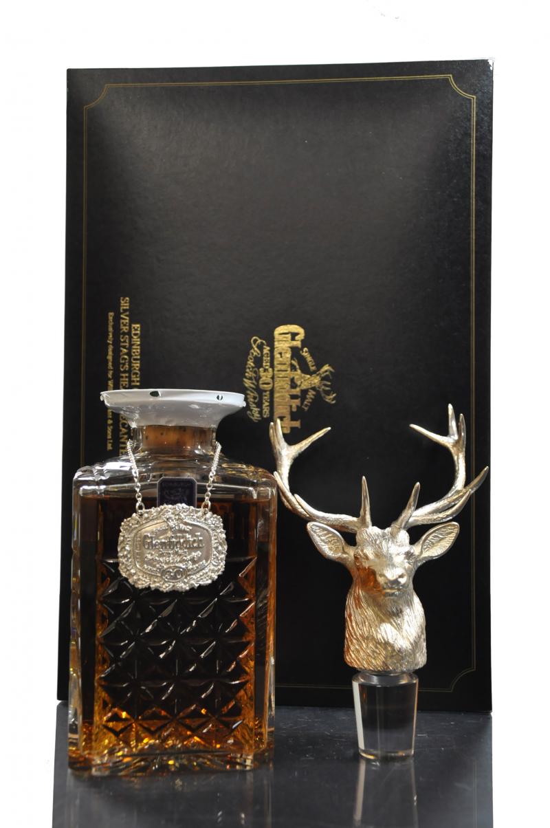 Glenfiddich 30 Year Old Crystal Decanter & Solid Silver Stags Head