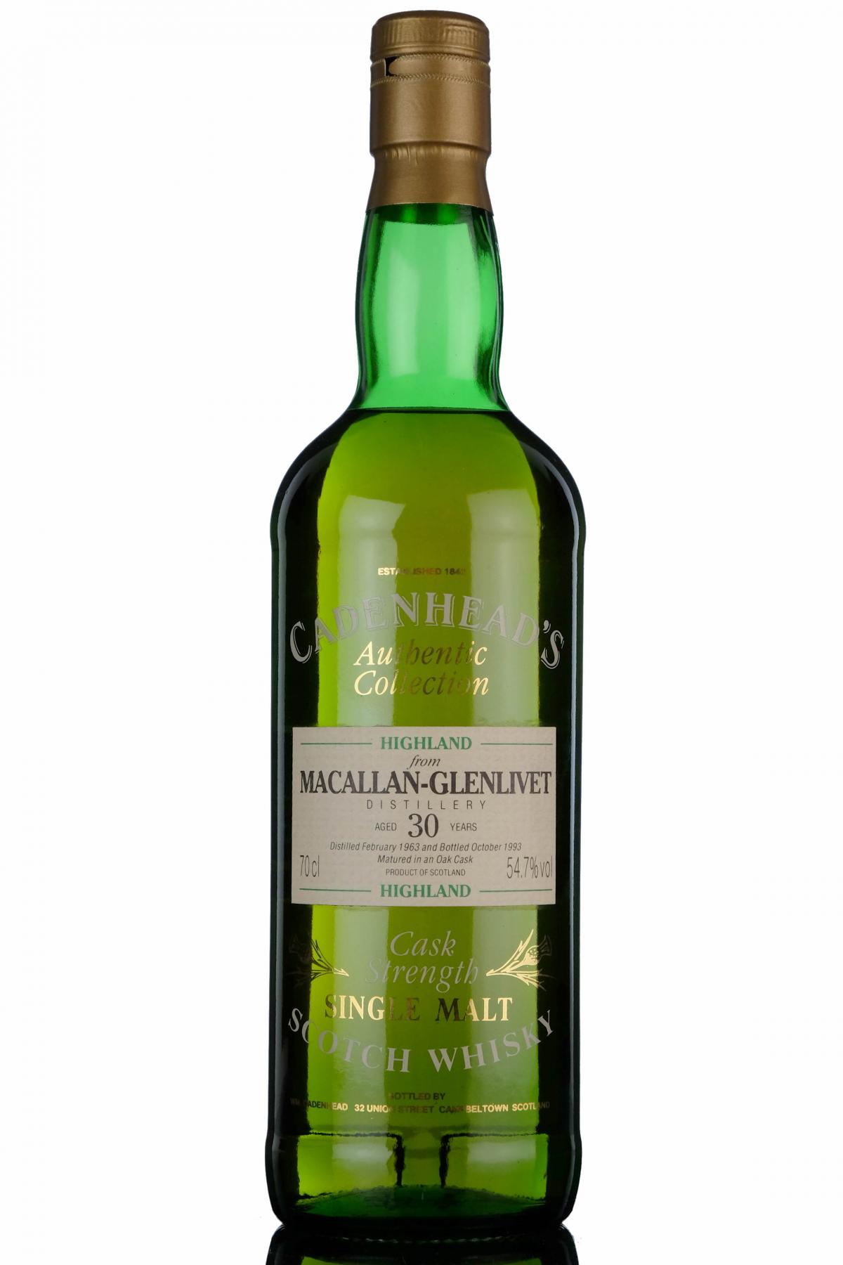 Macallanglenlivet 1963 - 1993 30 Cadenheads Authentic Collection