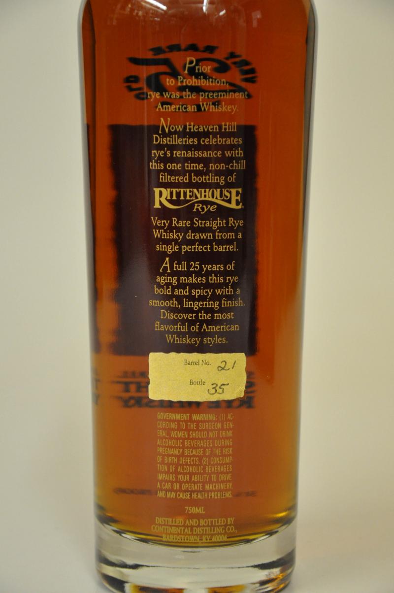 Rittenhouse 25 Year Old - Single Barrel Straight Rye Whisky