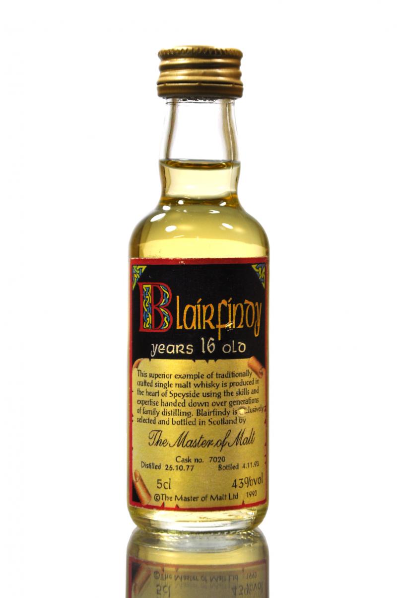 Blairfindy 1977 - 16 Year Old - Master Of Malt Miniature