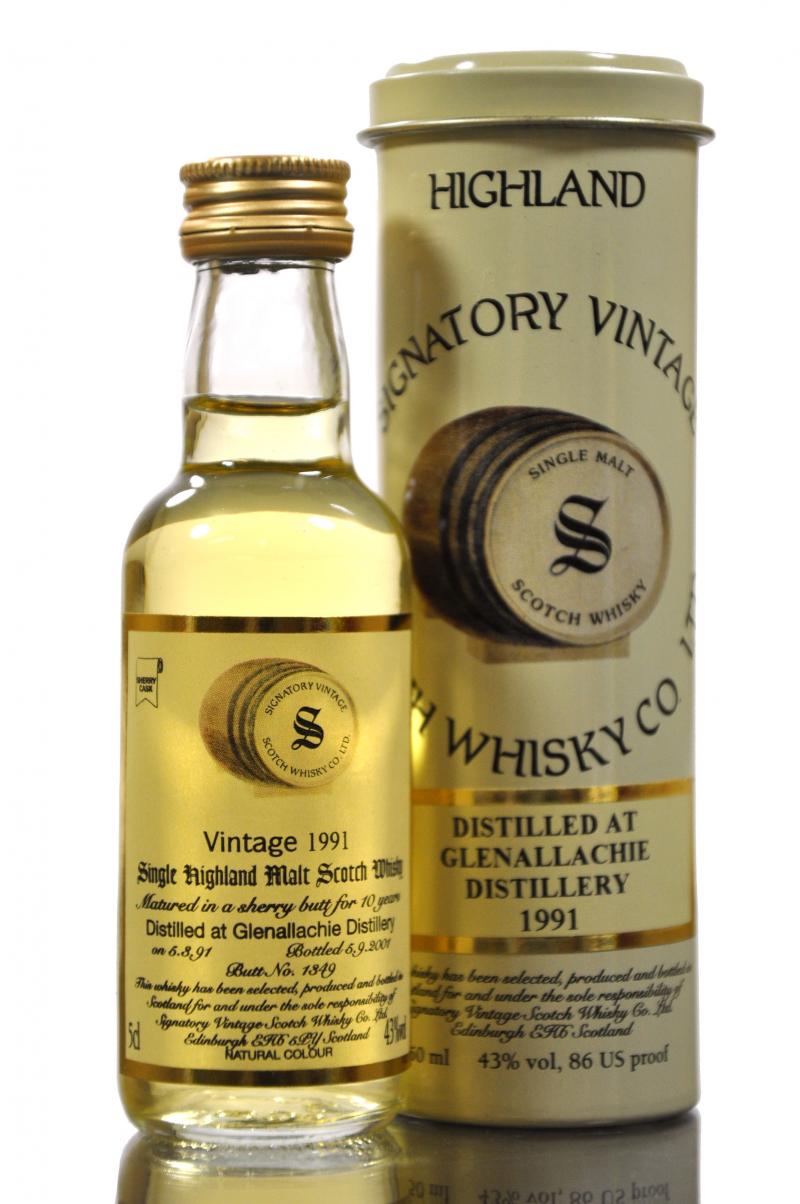Glenallachie 1991 - 10 Year Old - Signatory Vintage Miniature