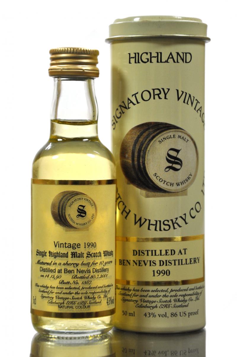 Ben Nevis 1990 - 10 Year Old - Signatory Vintage Miniature