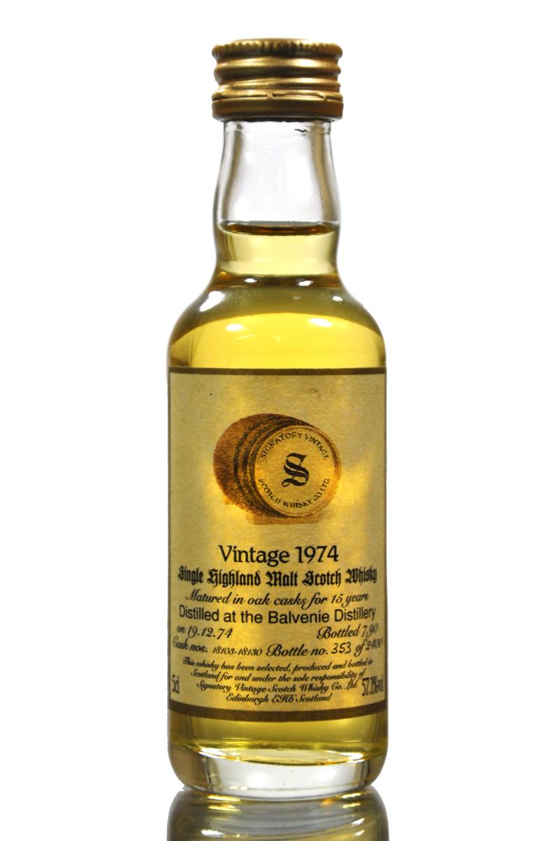 Balvenie 1974 - 15 Year Old - Signatory Vintage - Casks 18103- 18130 - 57.1% - Miniature