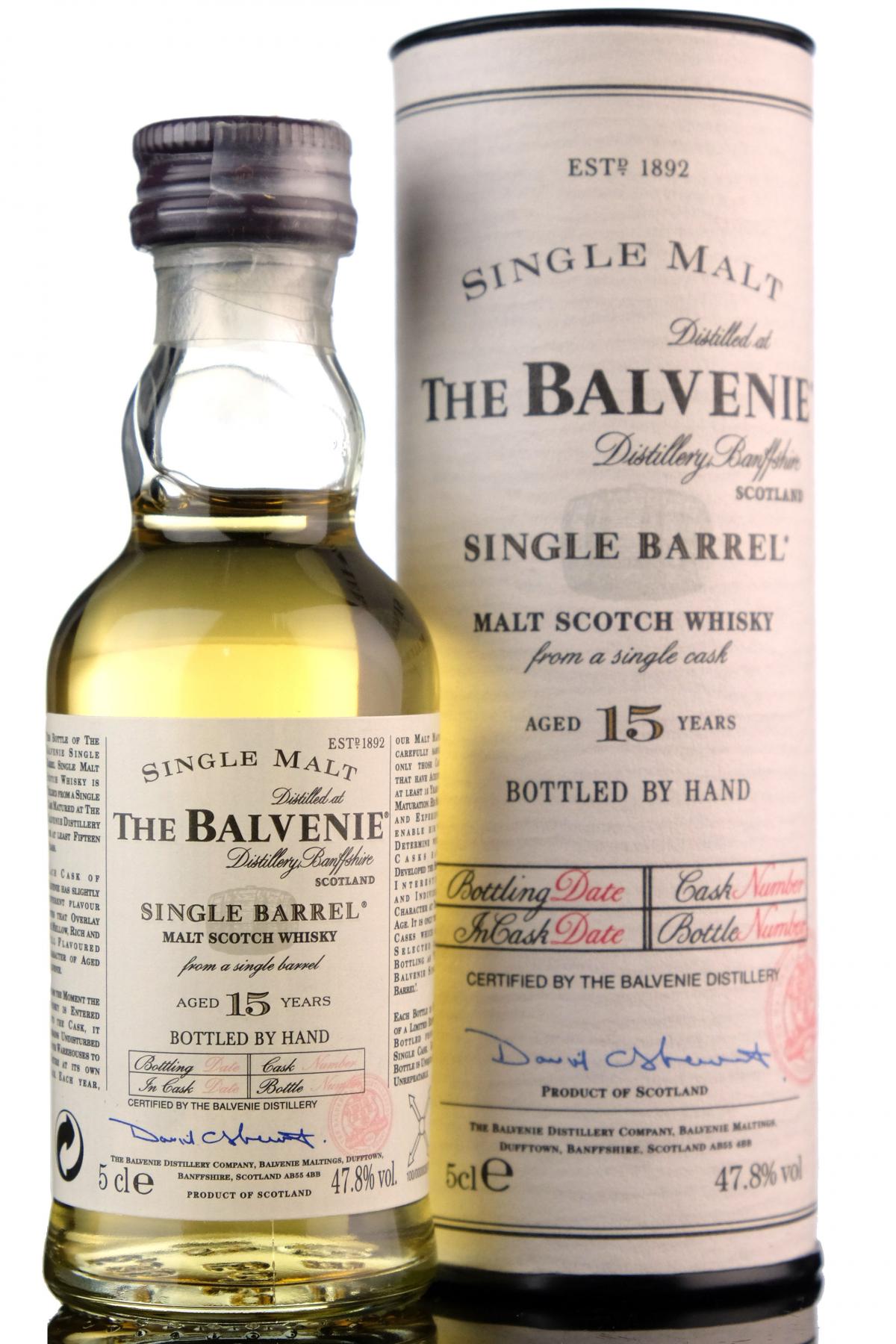 Balvenie 15 Year Old - Single Barrel Miniature