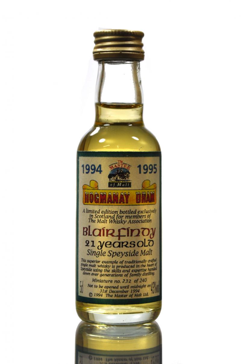 Blairfindy 21 Year Old - Hogmanay Dram - Master Of Malt Miniature