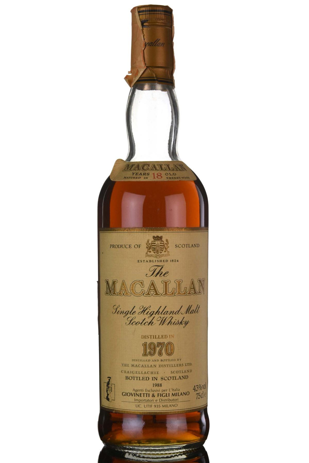 Macallan 1970-1988 - 18 Year Old - Sherry Cask