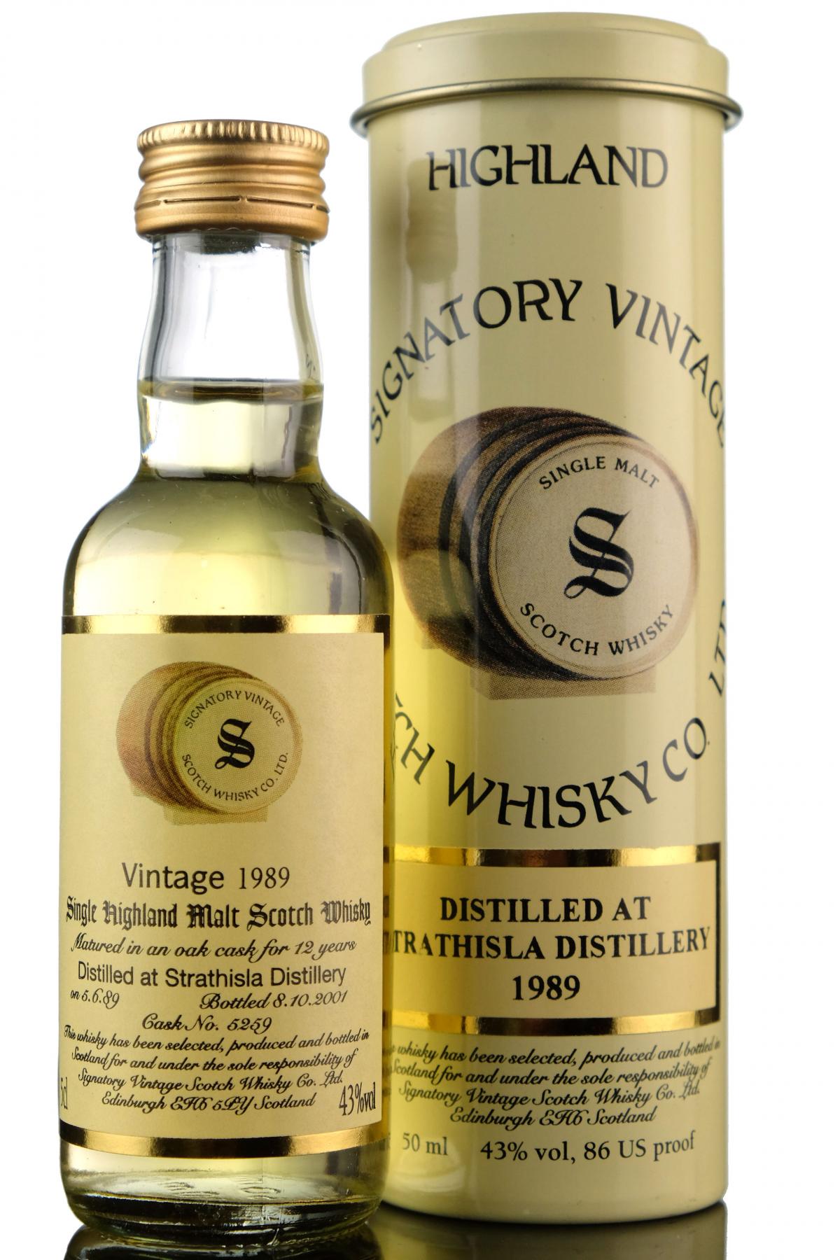 Strathisla 1989-2001 - 12 Year Old - Signatory Vintage Miniature