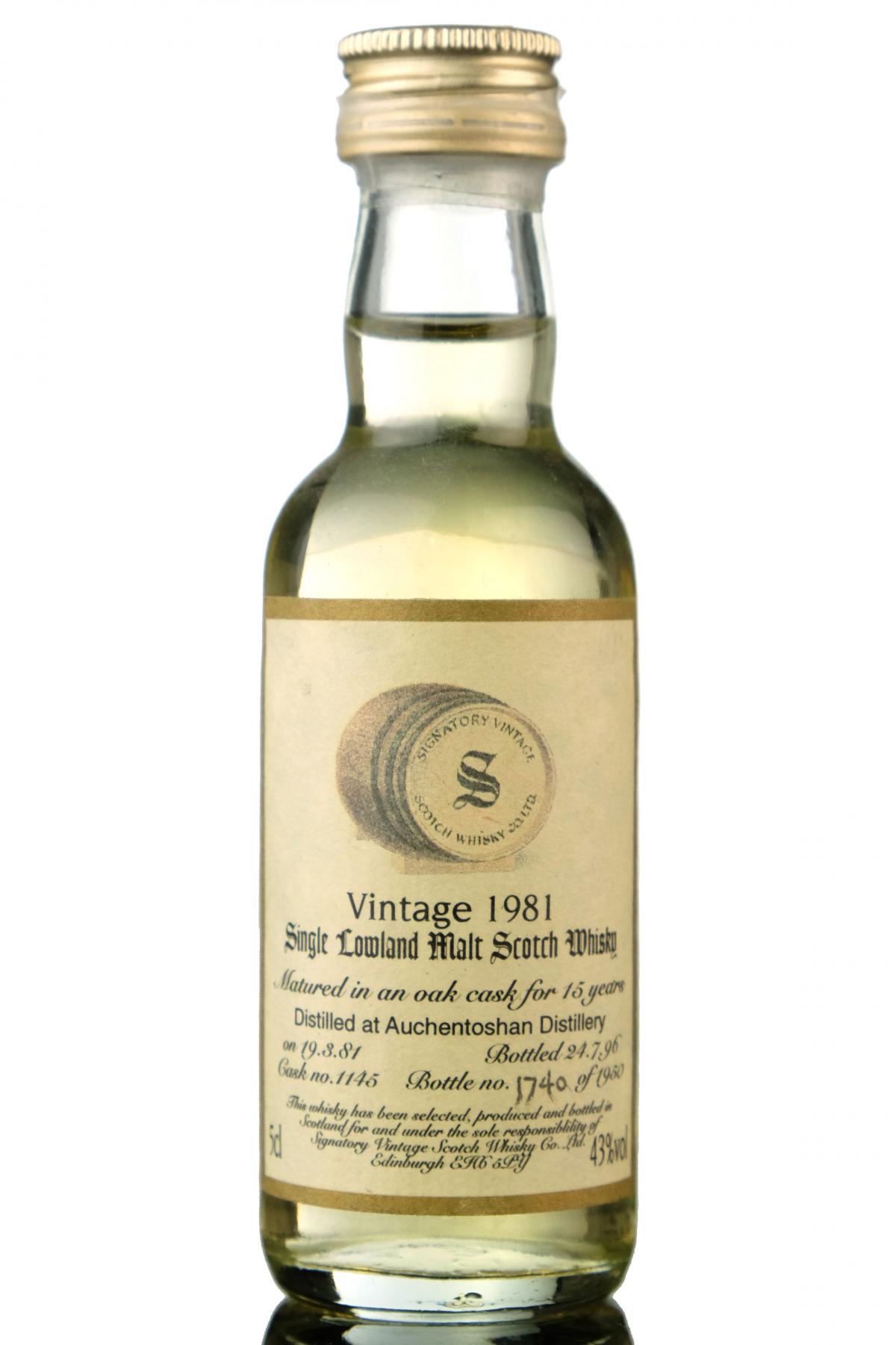 Auchentoshan 1981-1996 - 15 Year Old - Signatory Vintage Miniature