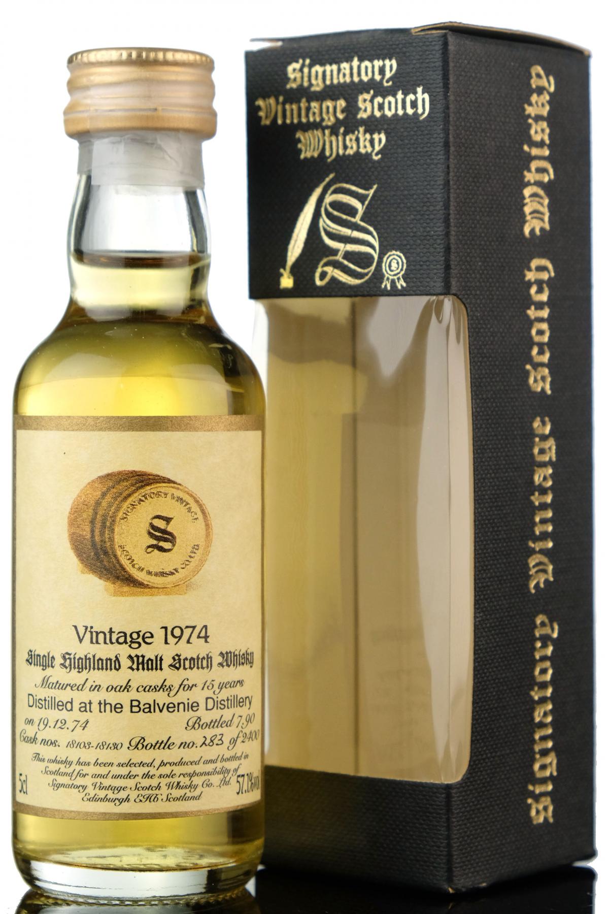 Balvenie 1974-1990 - 15 Year Old - Signatory Vintage - Casks 18103-18130 - 57.1% - Miniatu
