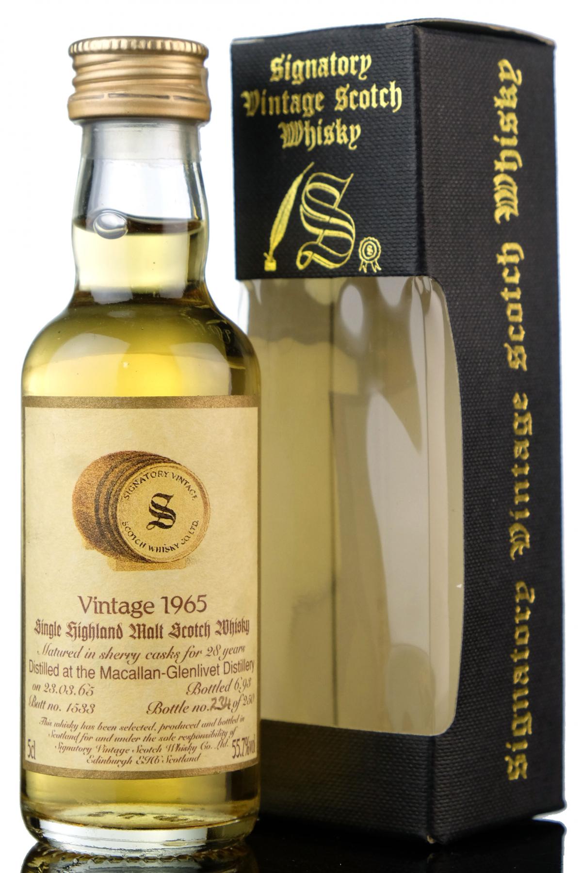 Macallan-Glenlivet 1965-1993 - 28 Year Old - Signatory Vintage Miniature