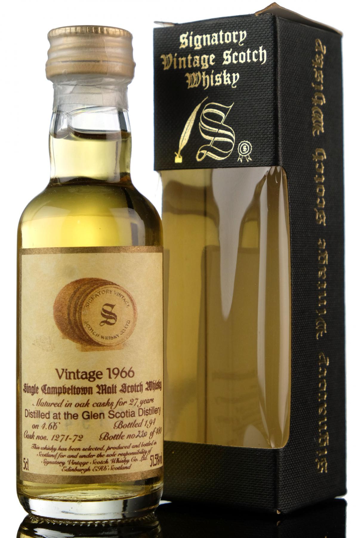 Glen Scotia 1966-1994 - 27 Year Old - Signatory Vintage Miniature