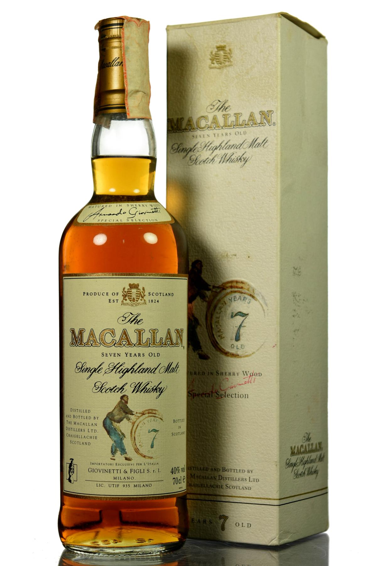 Macallan 7 Year Old - Sherry Cask - 1990s - Giovinetti & Figli