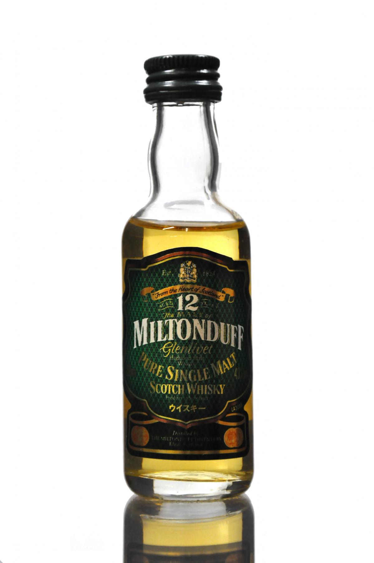 Miltonduff 12 Year Old Miniature