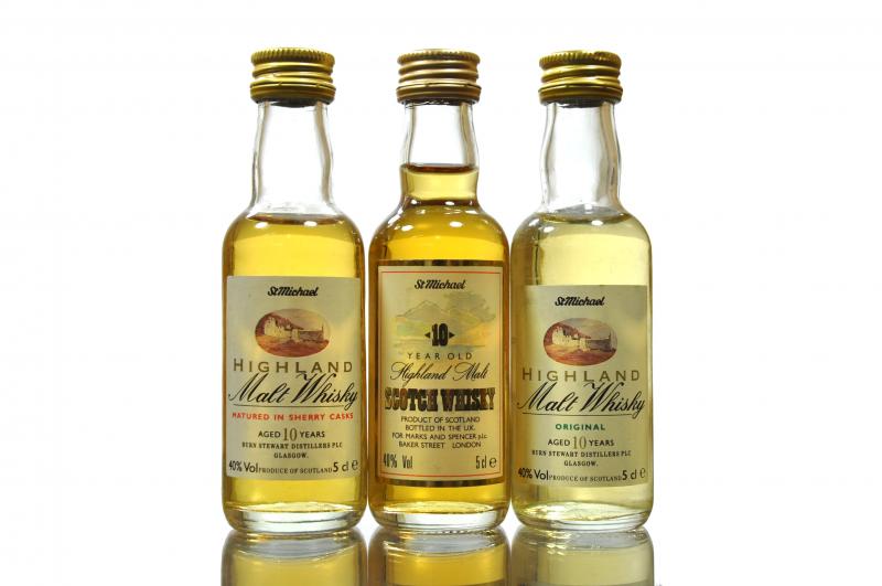3 x St Michael Highland Malt Miniatures