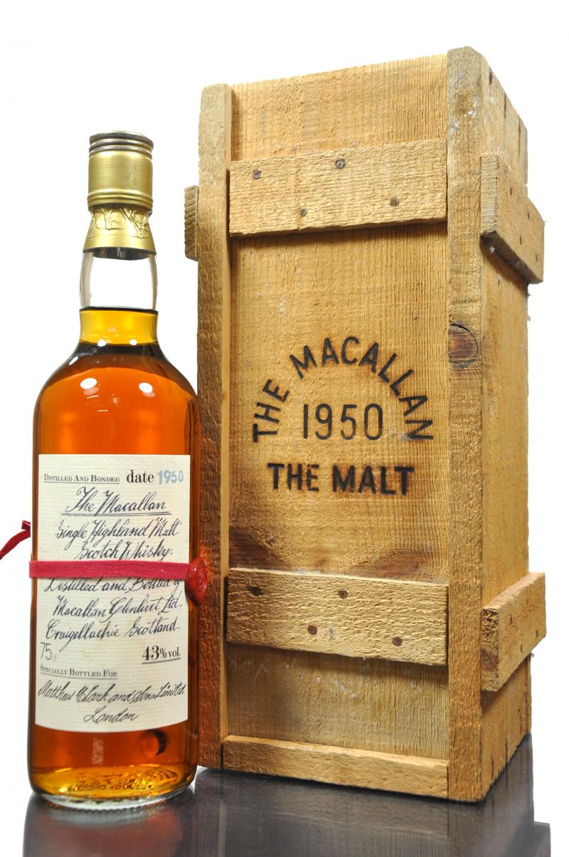 Macallan 1950 - Matthew Clark & Son Limited London - Handwritten Label