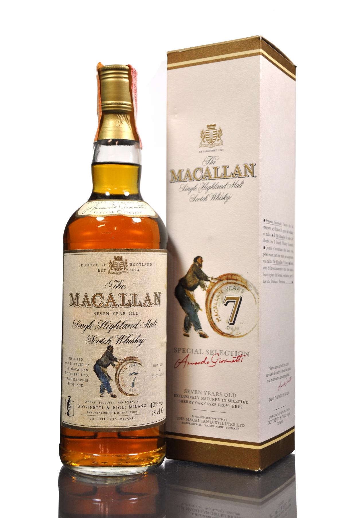 Macallan 7 Year Old - Sherry Cask - 1990s - Giovinetti & Figli
