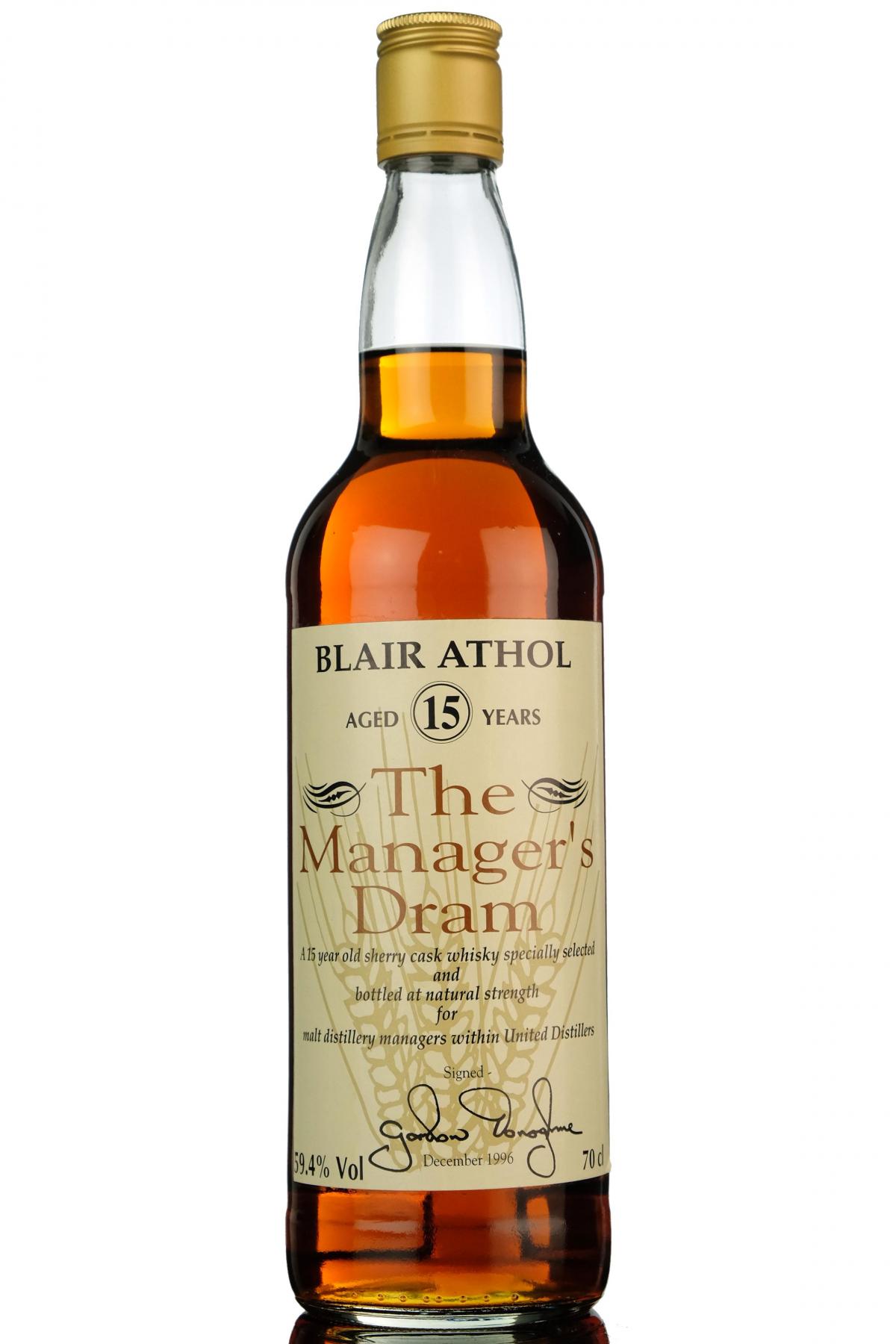 Blair Athol 15 Year Old - Managers Dram 1996