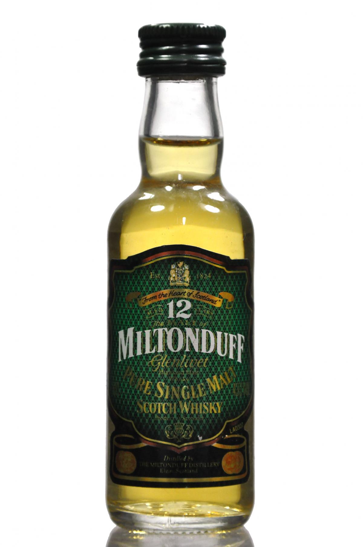 Miltonduff 12 Year Old Miniature